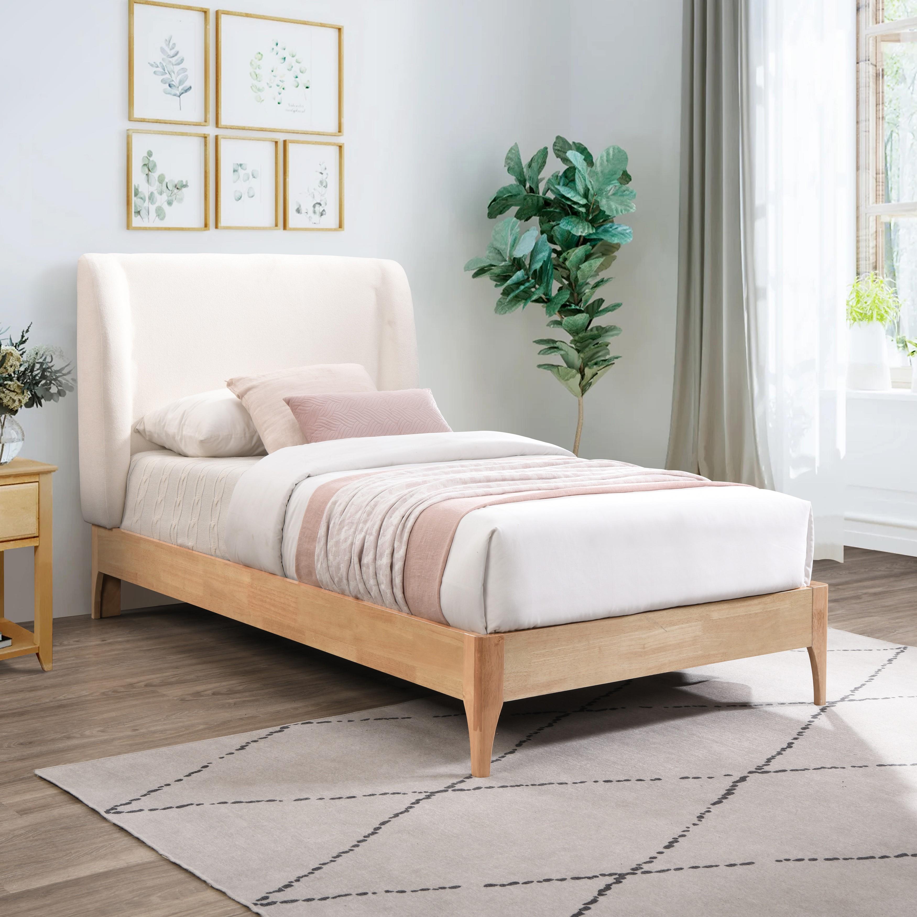 Meridian Ventura Cream Polyester Fabric Twin Bed