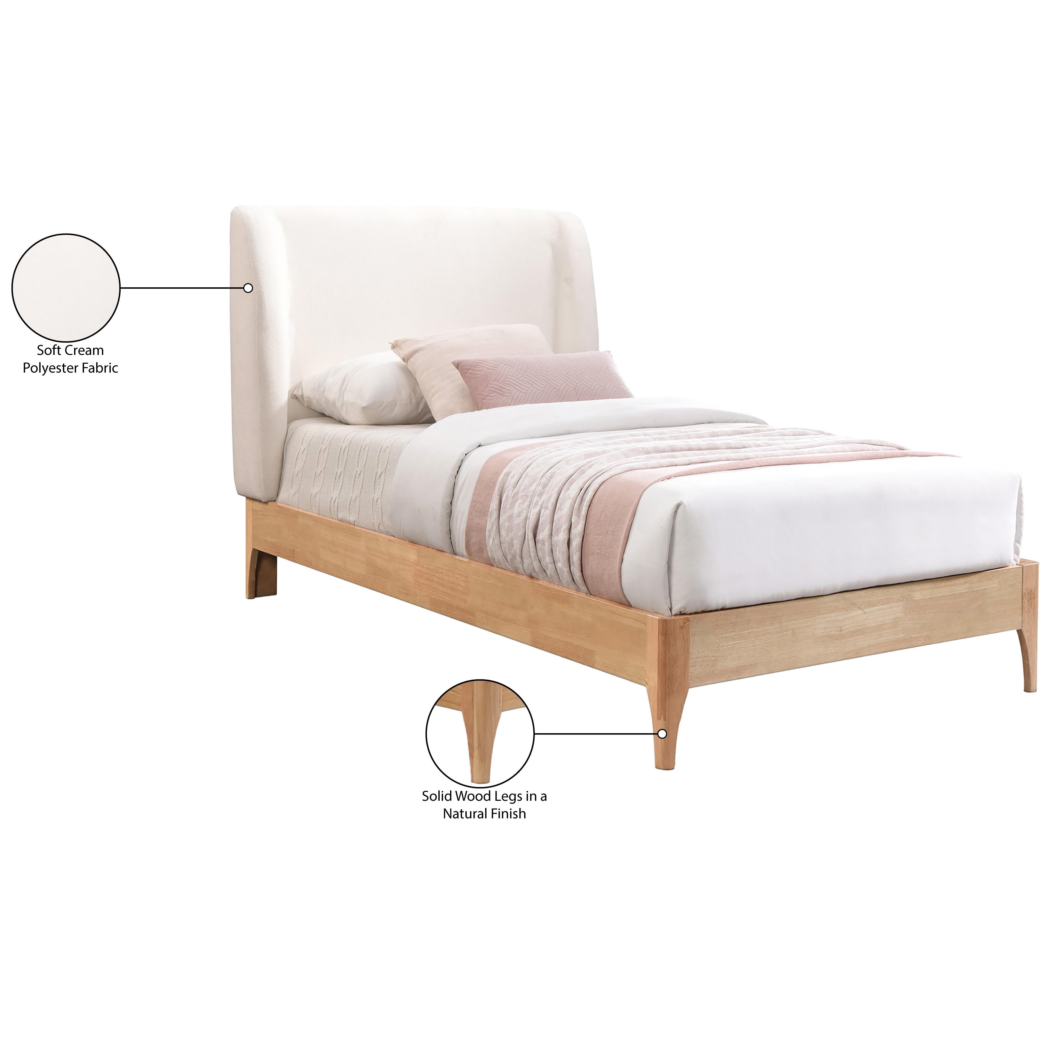 Meridian Ventura Cream Polyester Fabric Twin Bed