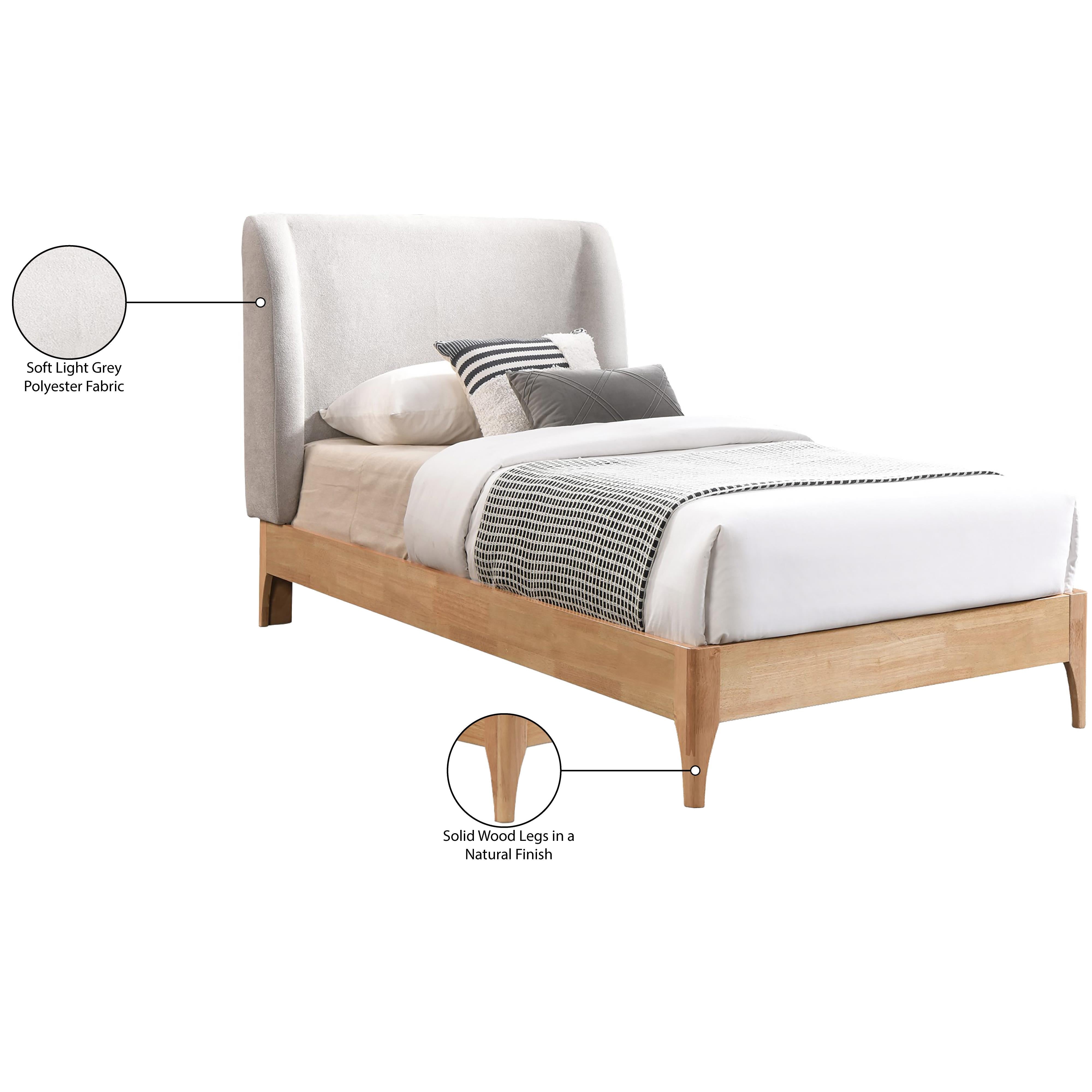 Meridian Ventura Grey Polyester Fabric Twin Bed