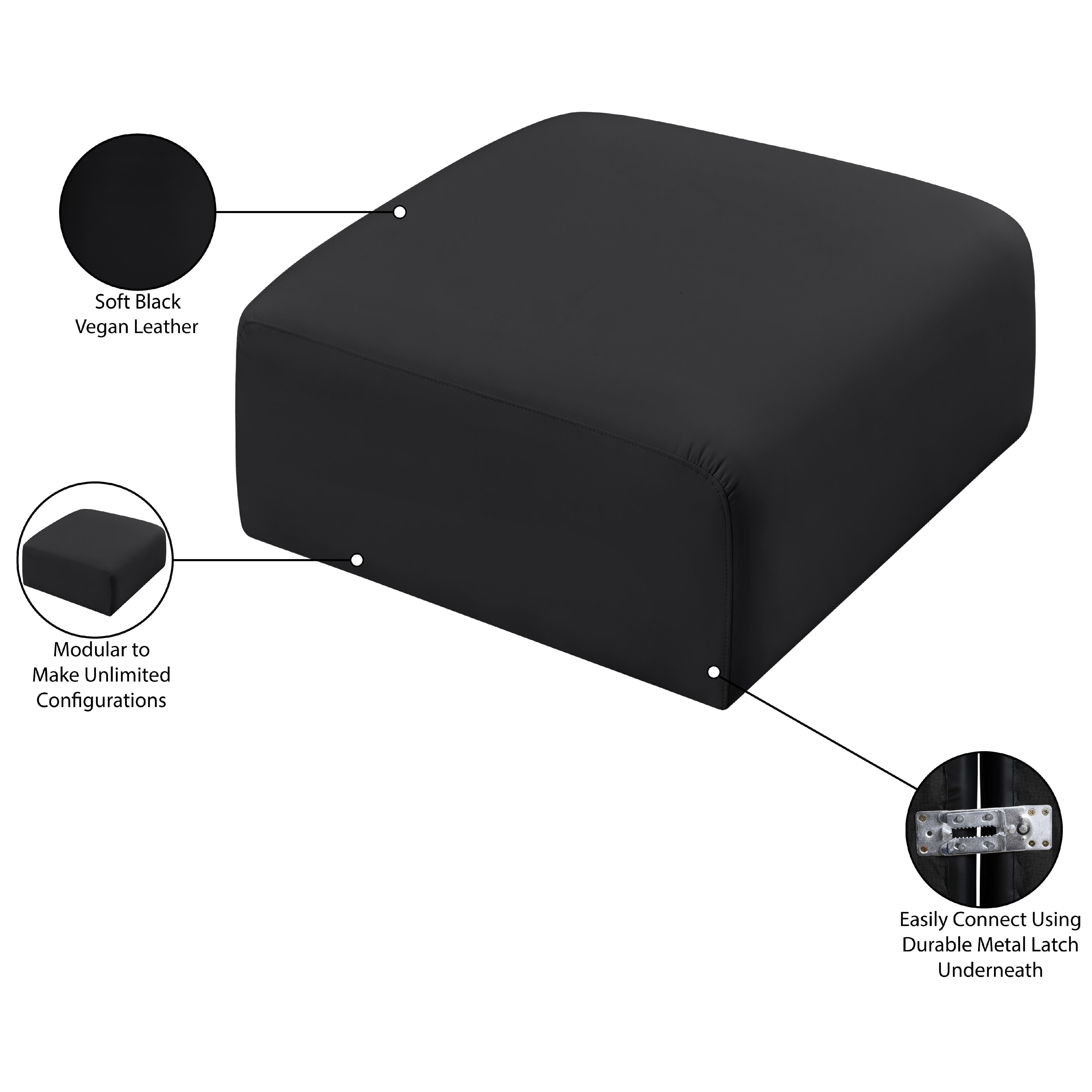 Meridian Arc Black Vegan Leather Ottoman