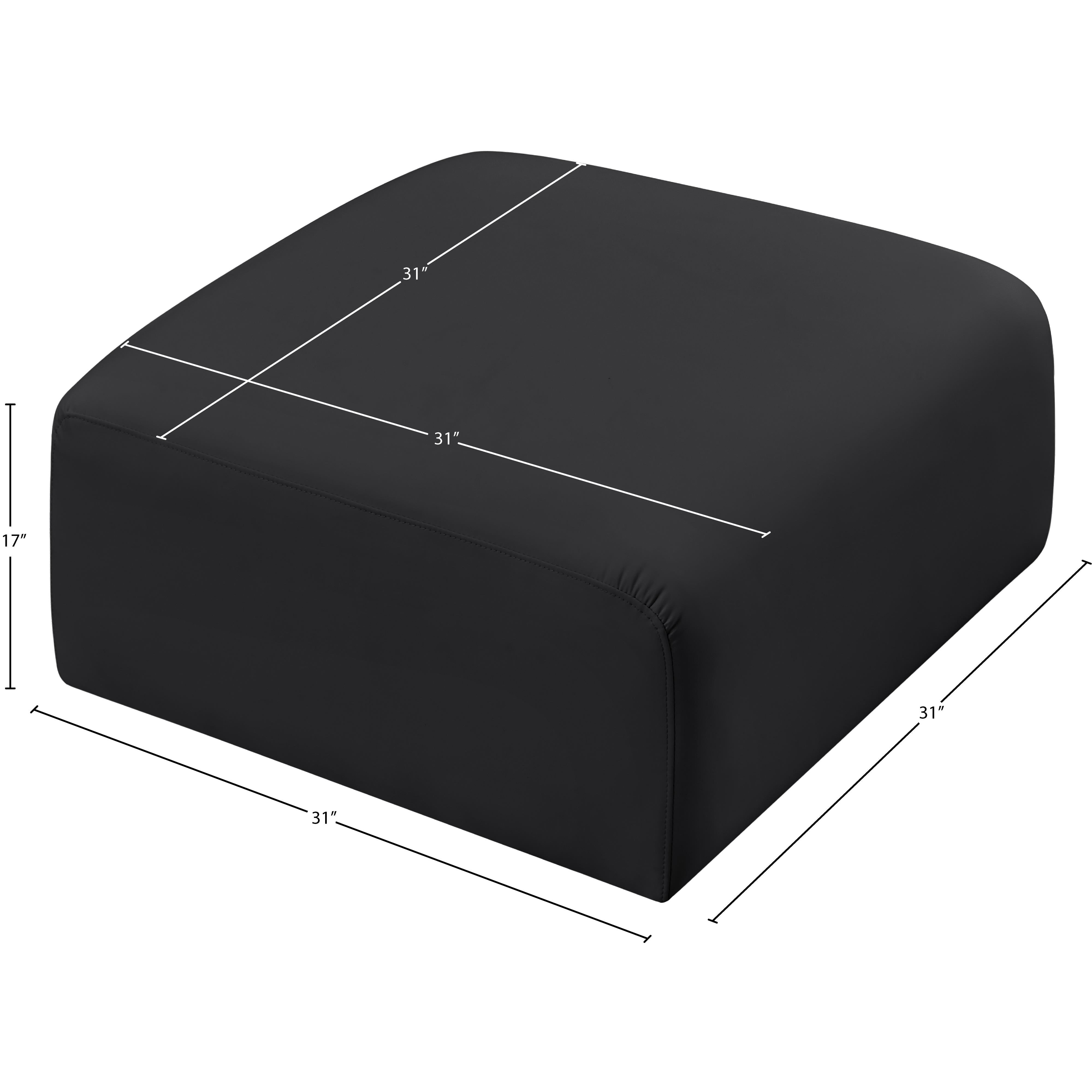 Meridian Arc Black Vegan Leather Ottoman