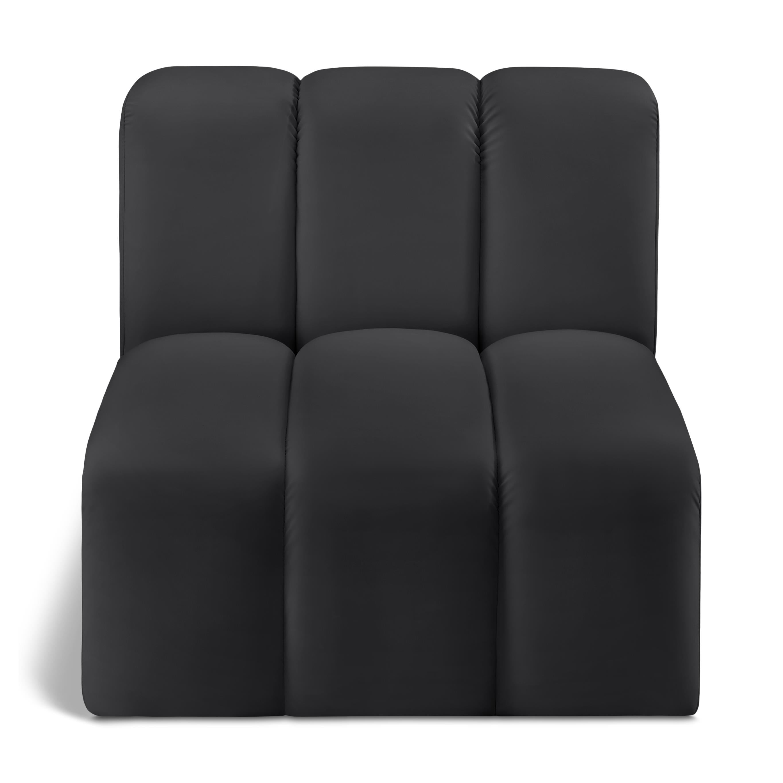 Meridian Arc Black Vegan Leather Straight Chair