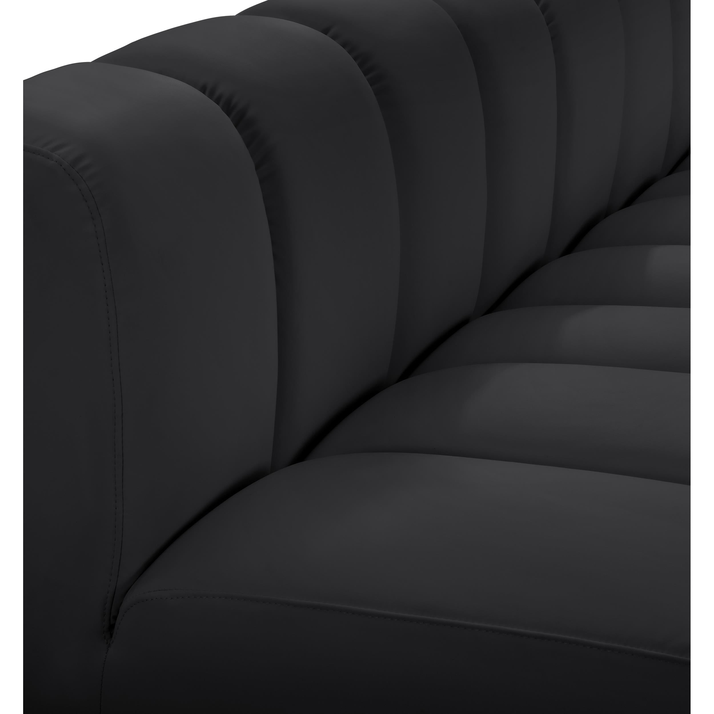 Meridian Arc Black Vegan Leather Straight Chair