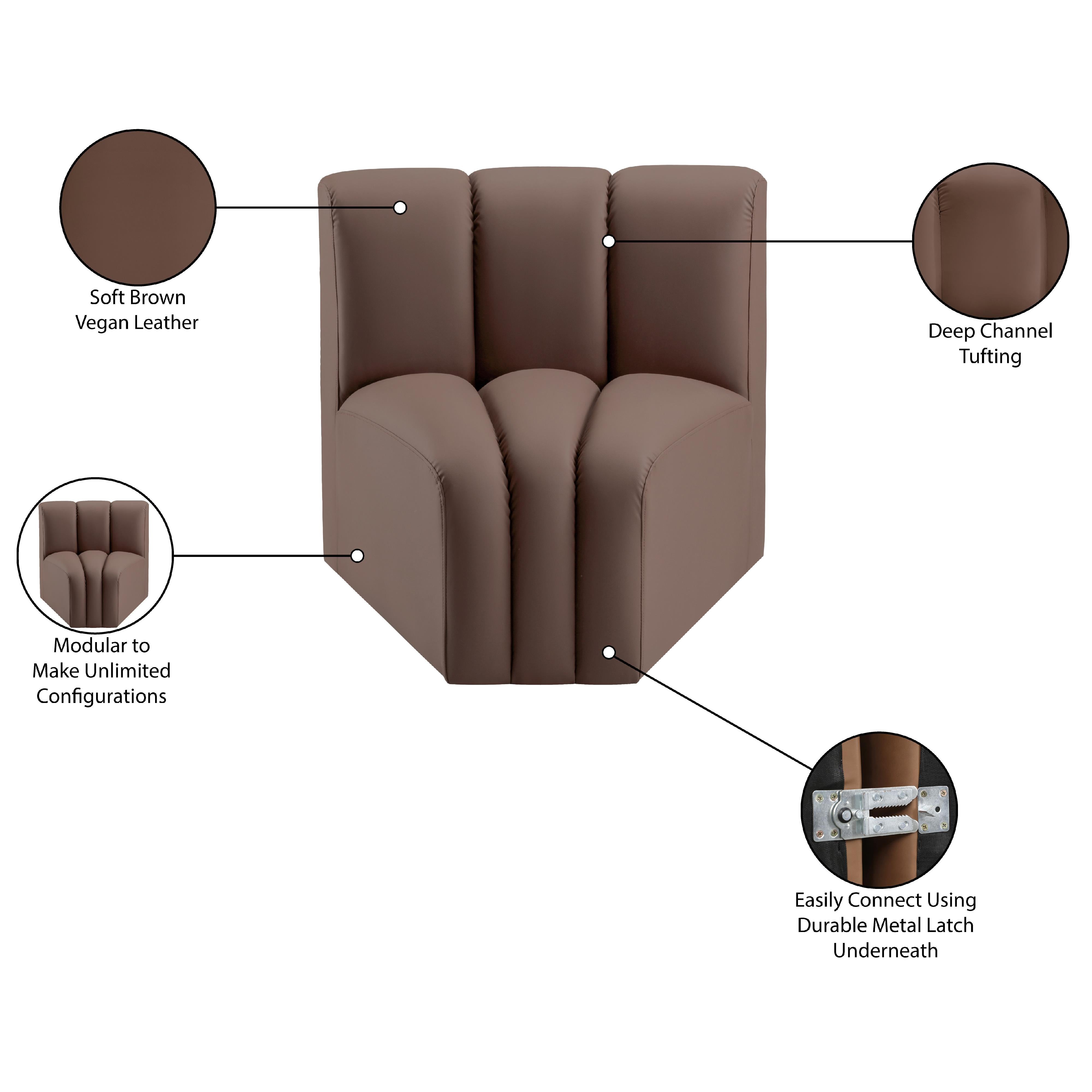 Meridian Arc Brown Vegan Leather Curved Corner