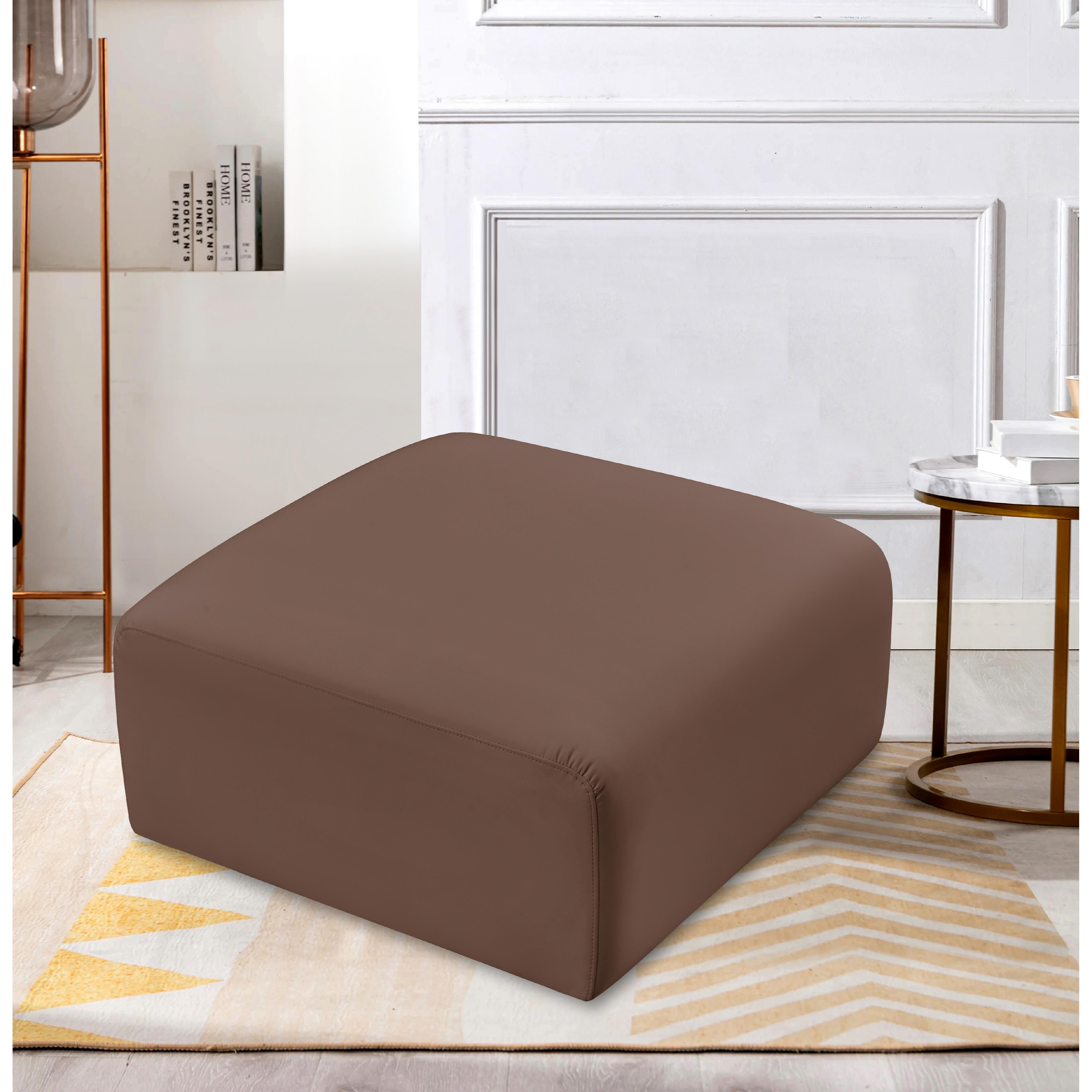 Meridian Arc Brown Vegan Leather Ottoman