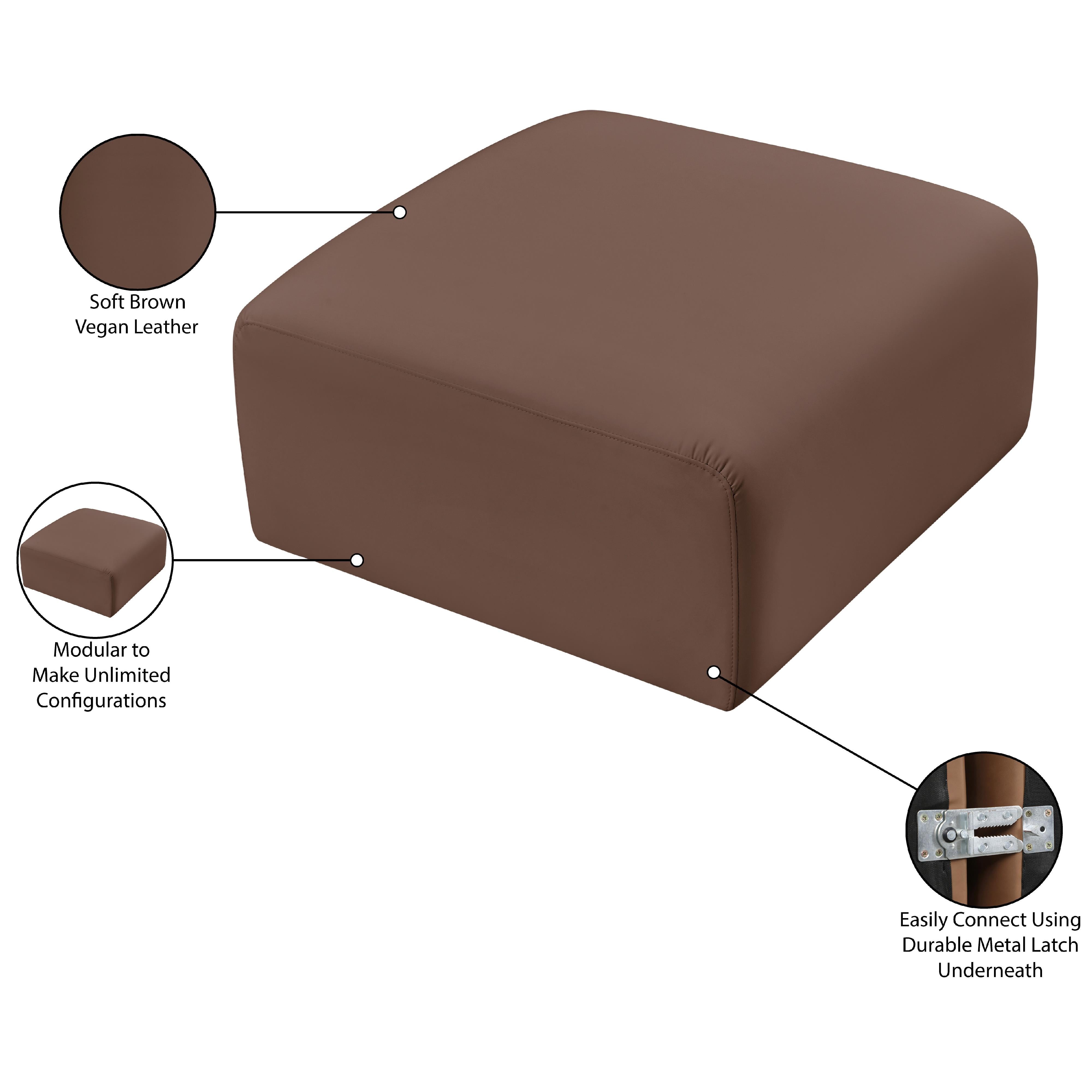 Meridian Arc Brown Vegan Leather Ottoman