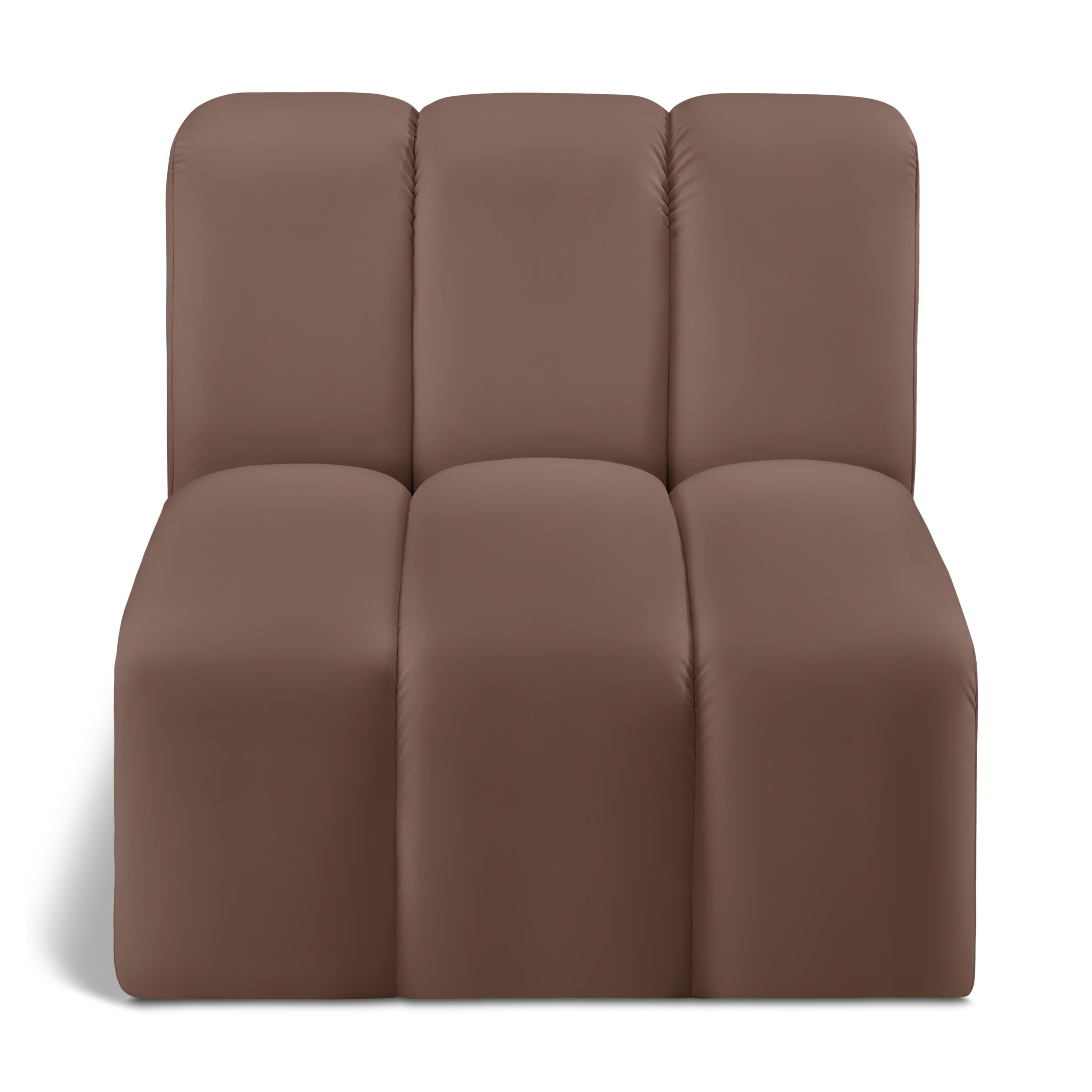 Meridian Arc Brown Vegan Leather Straight Chair