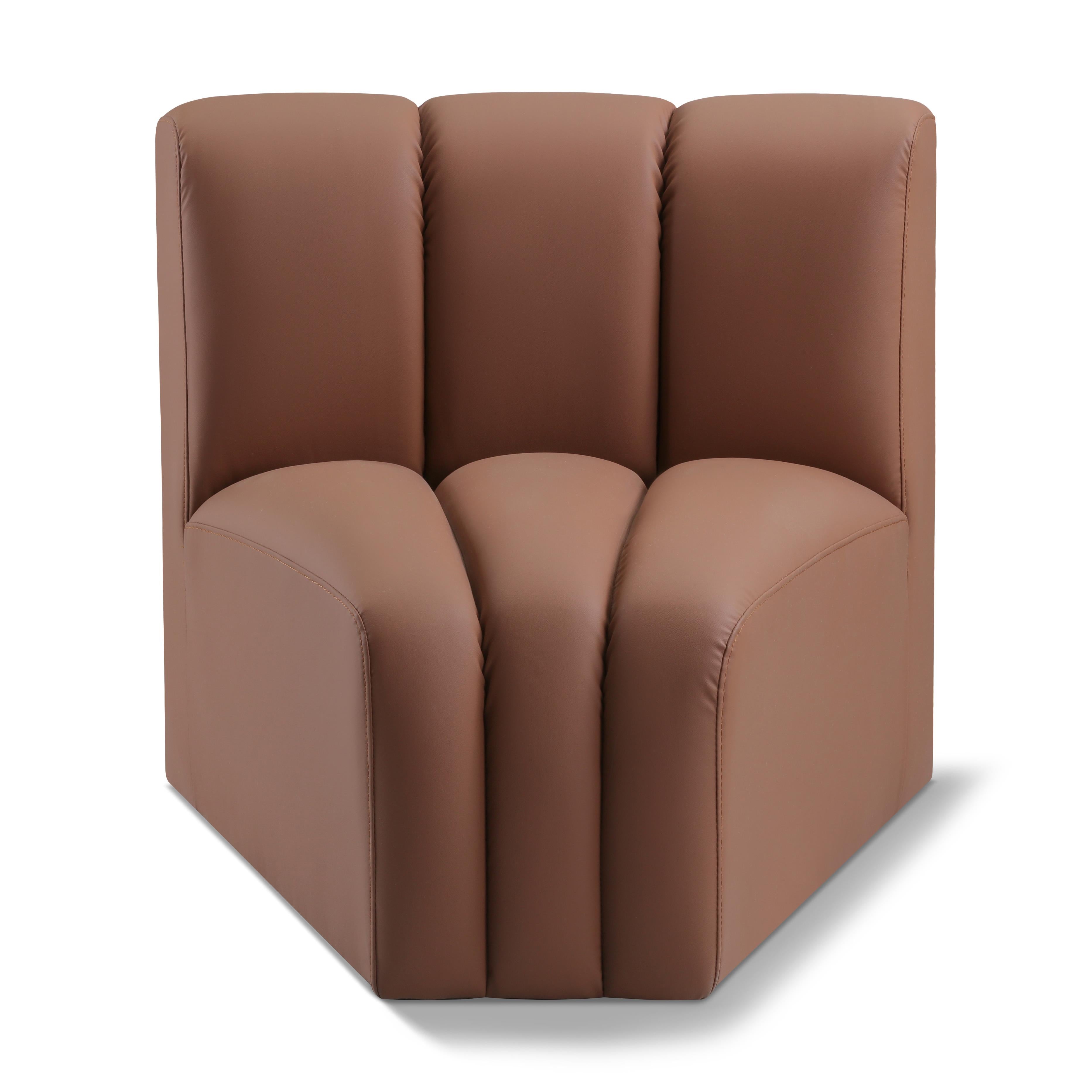 Meridian Arc Cognac Vegan Leather Curved Corner