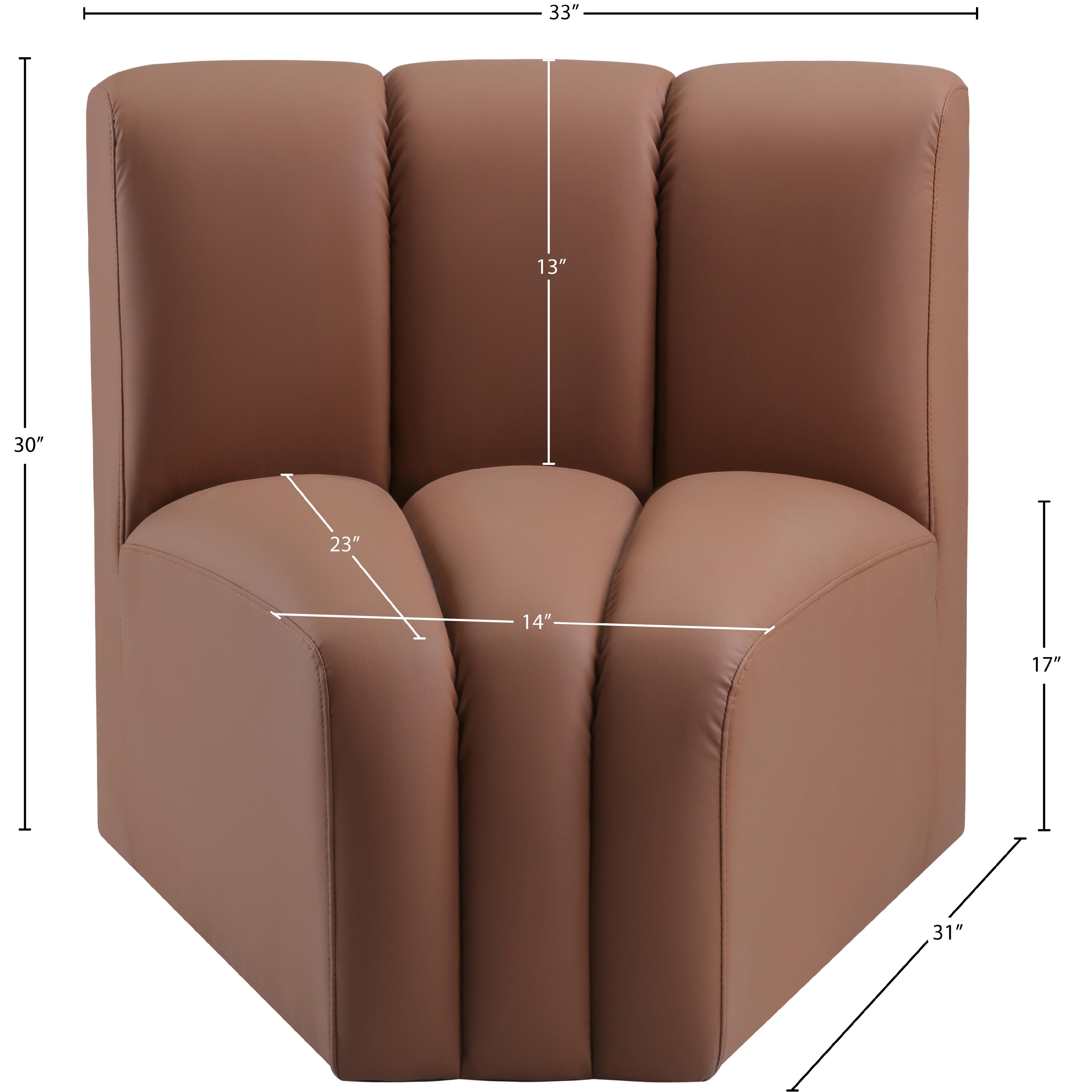 Meridian Arc Cognac Vegan Leather Curved Corner