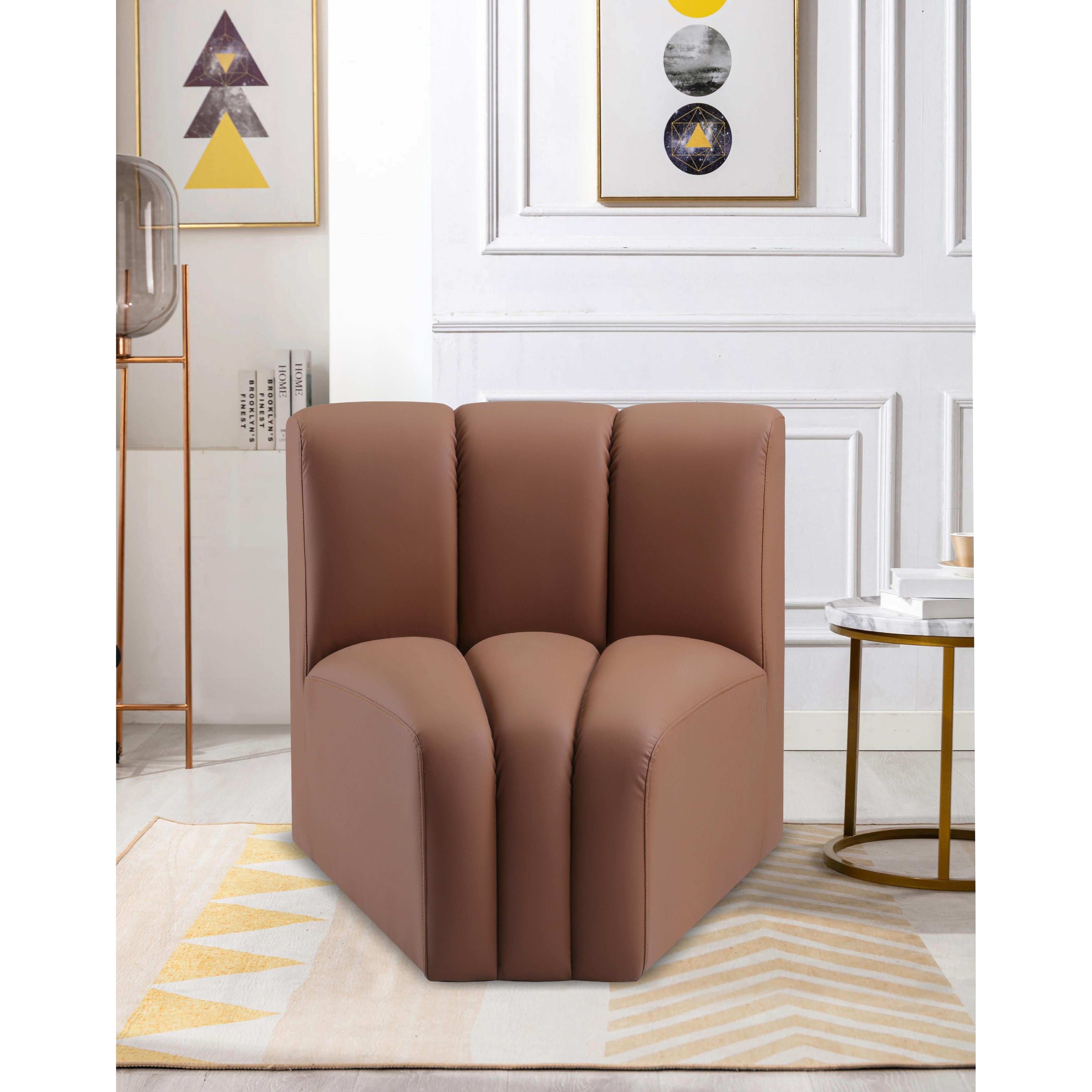 Meridian Arc Cognac Vegan Leather Curved Corner