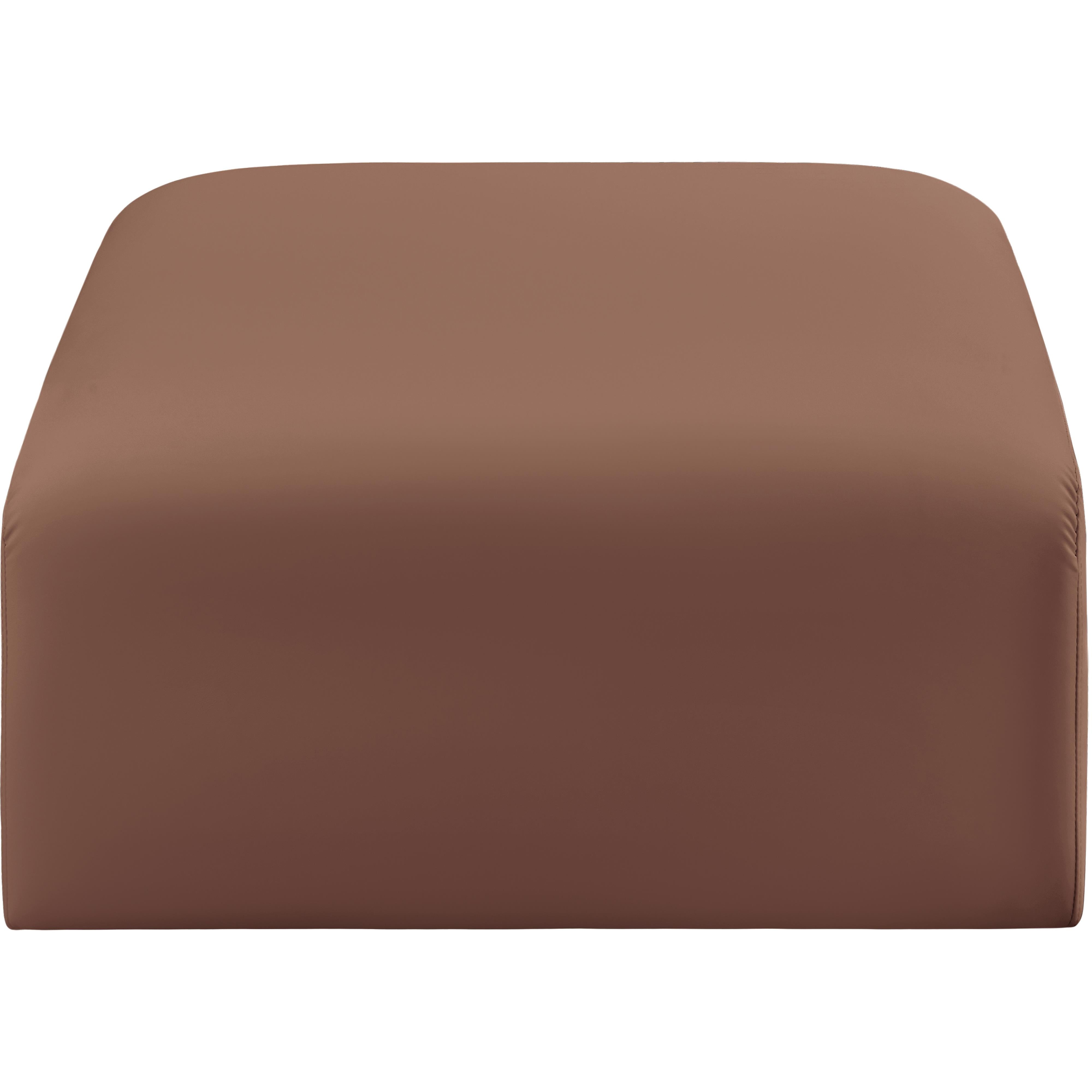 Meridian Arc Cognac Vegan Leather Ottoman