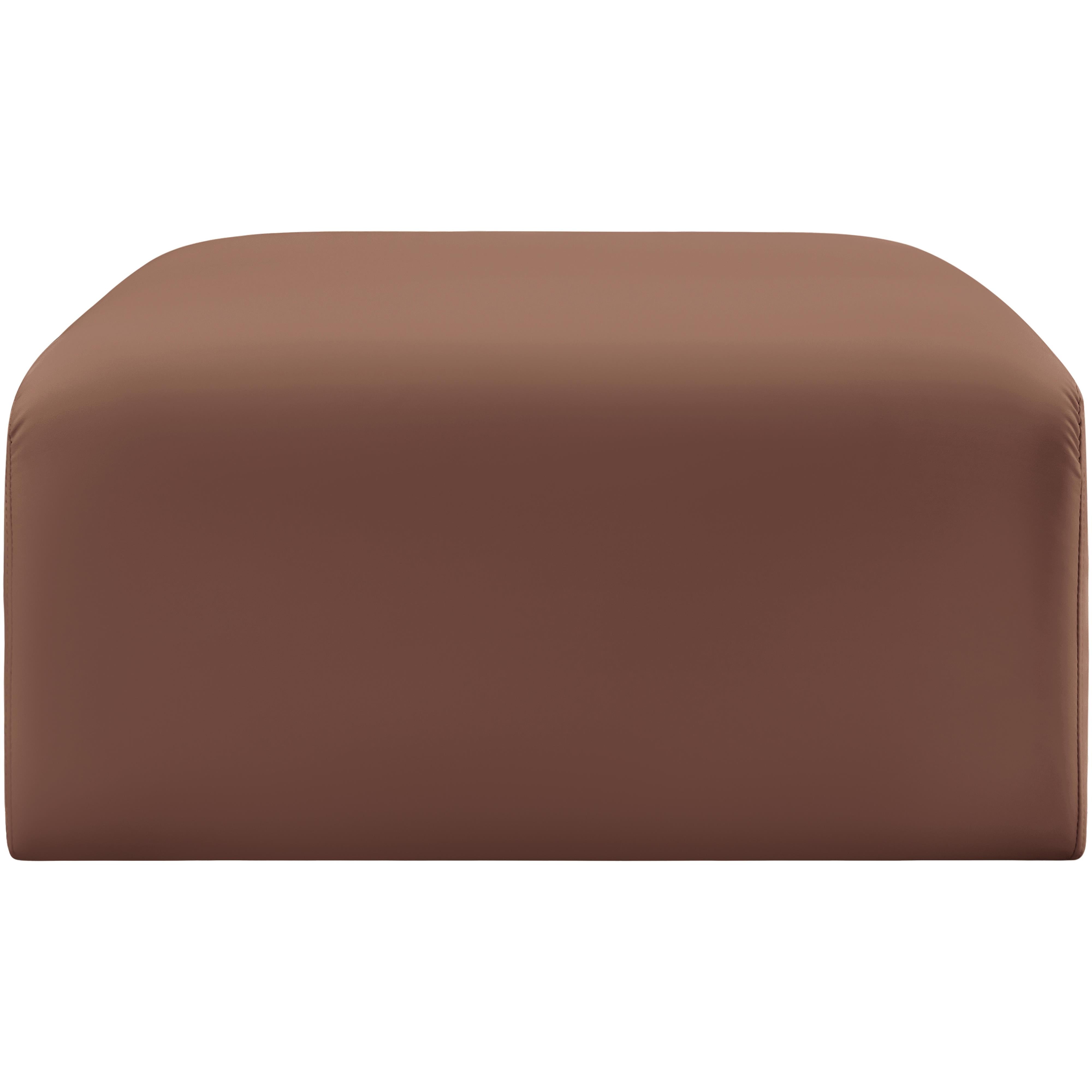 Meridian Arc Cognac Vegan Leather Ottoman