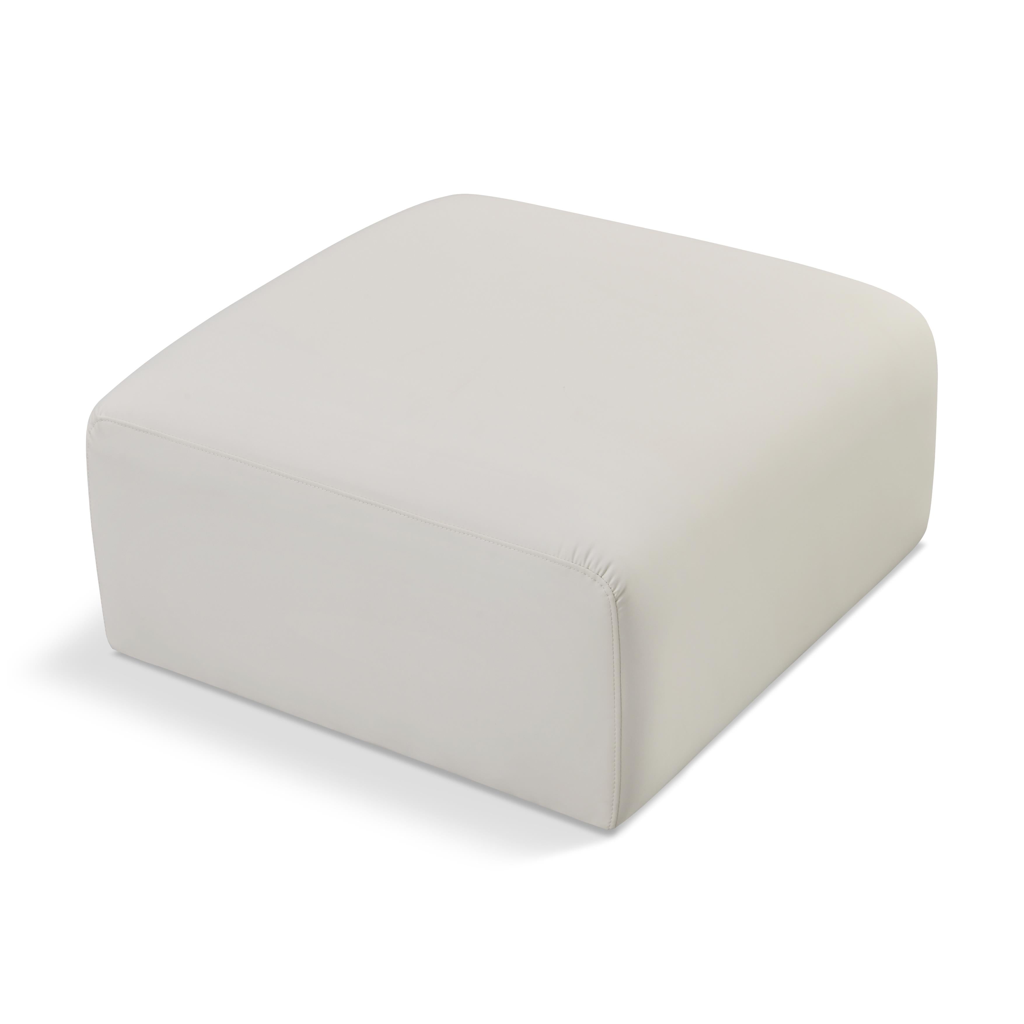 Meridian Arc Cream Vegan Leather Ottoman