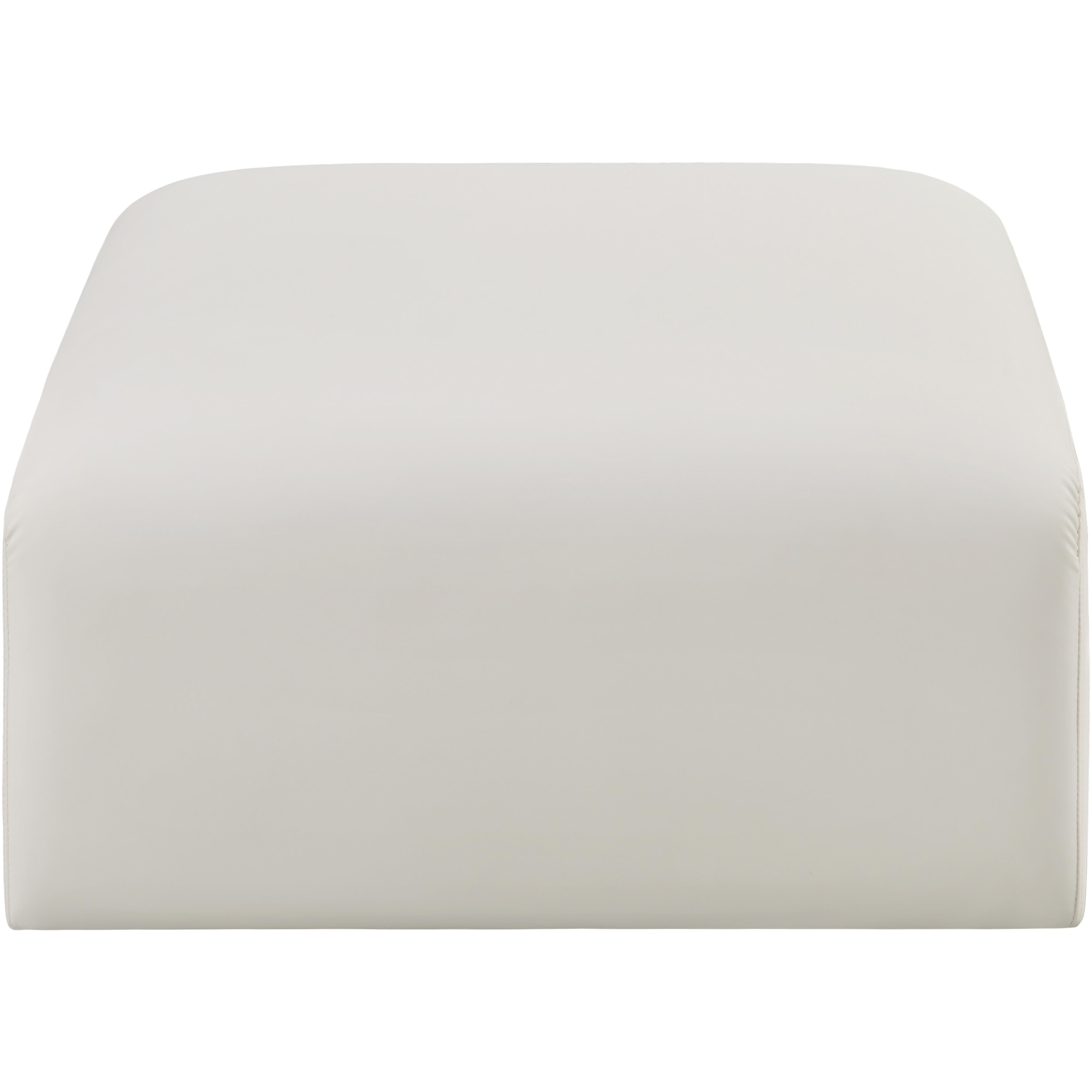 Meridian Arc Cream Vegan Leather Ottoman