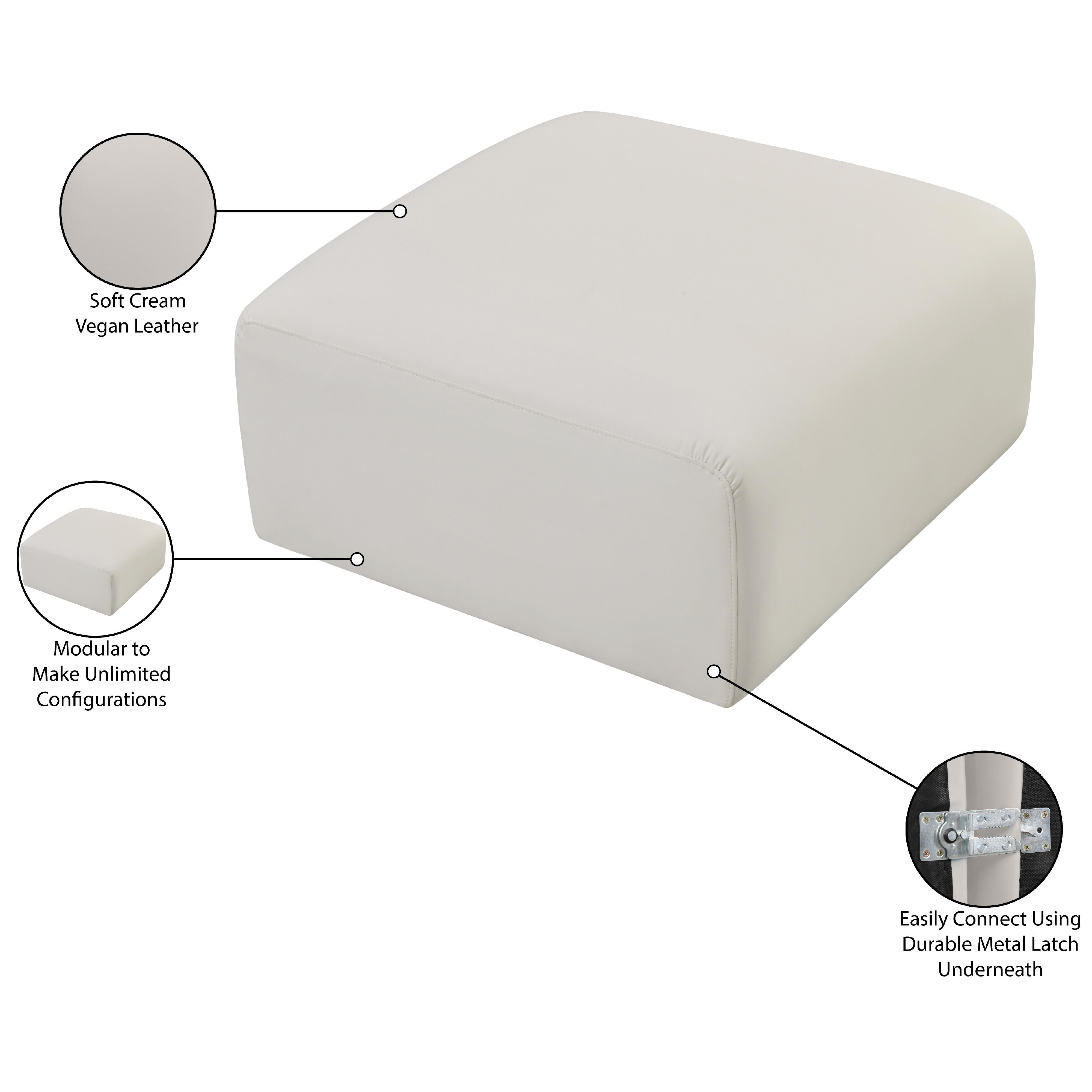 Meridian Arc Cream Vegan Leather Ottoman