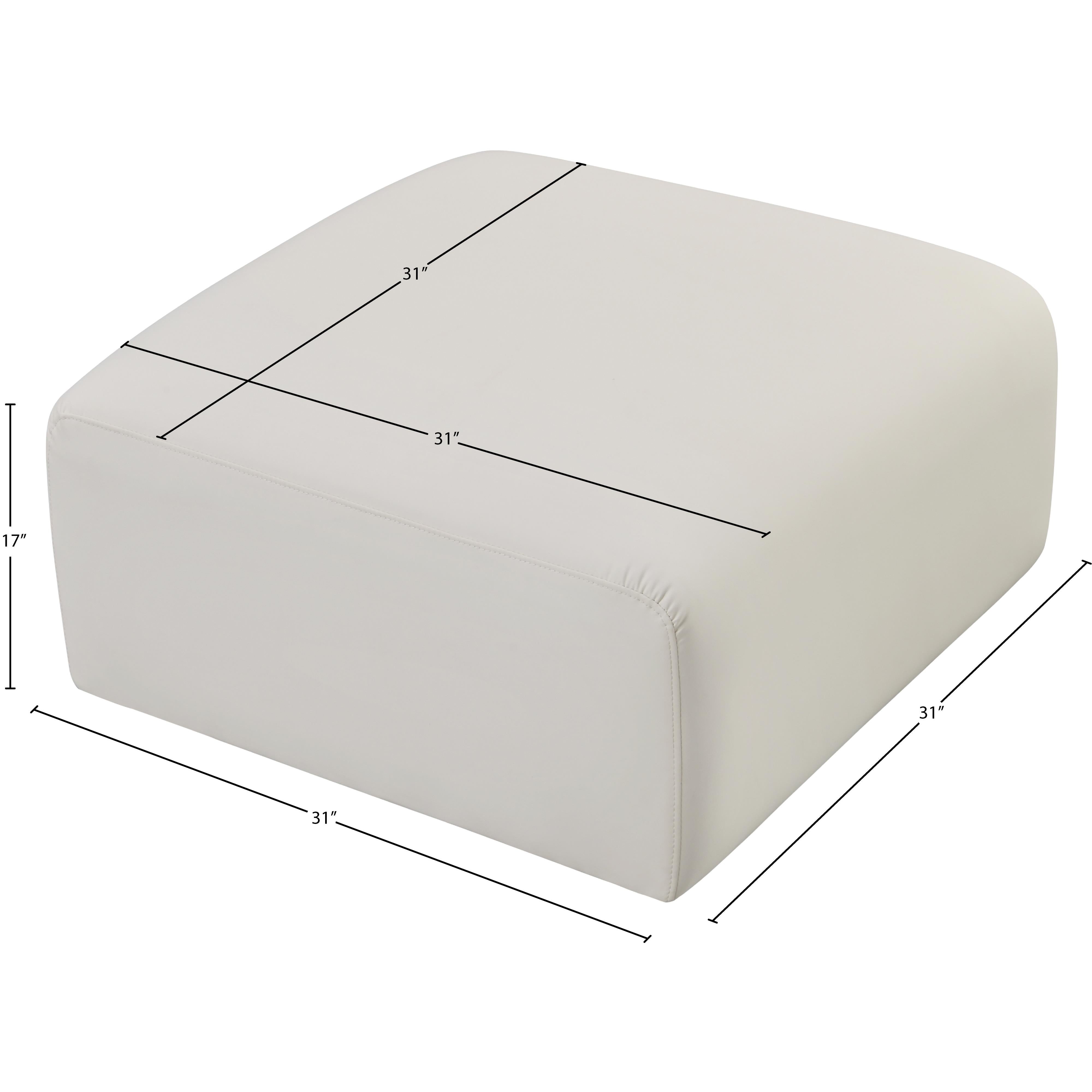 Meridian Arc Cream Vegan Leather Ottoman