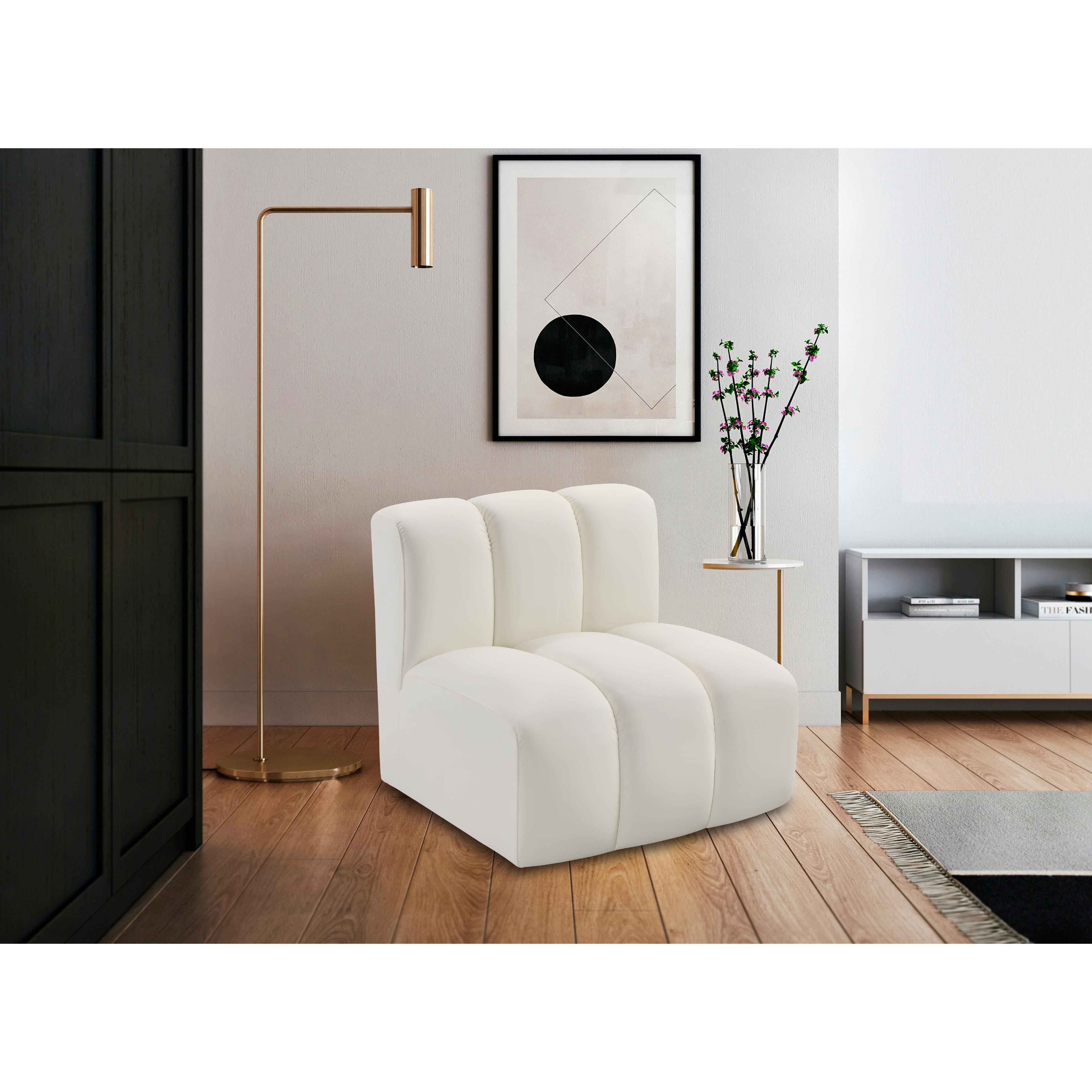 Meridian Arc Cream Vegan Leather Straight Chair