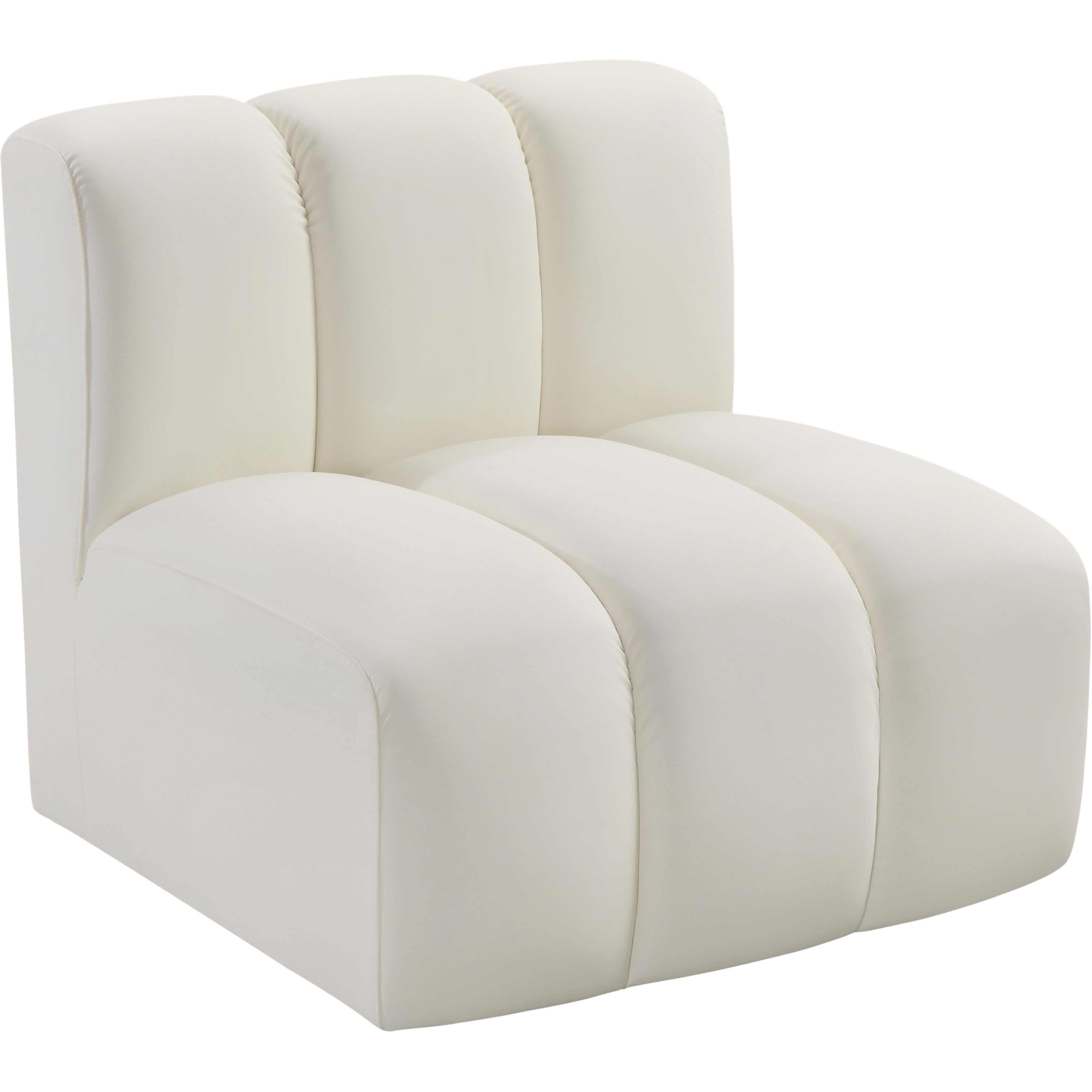 Meridian Arc Cream Vegan Leather Straight Chair