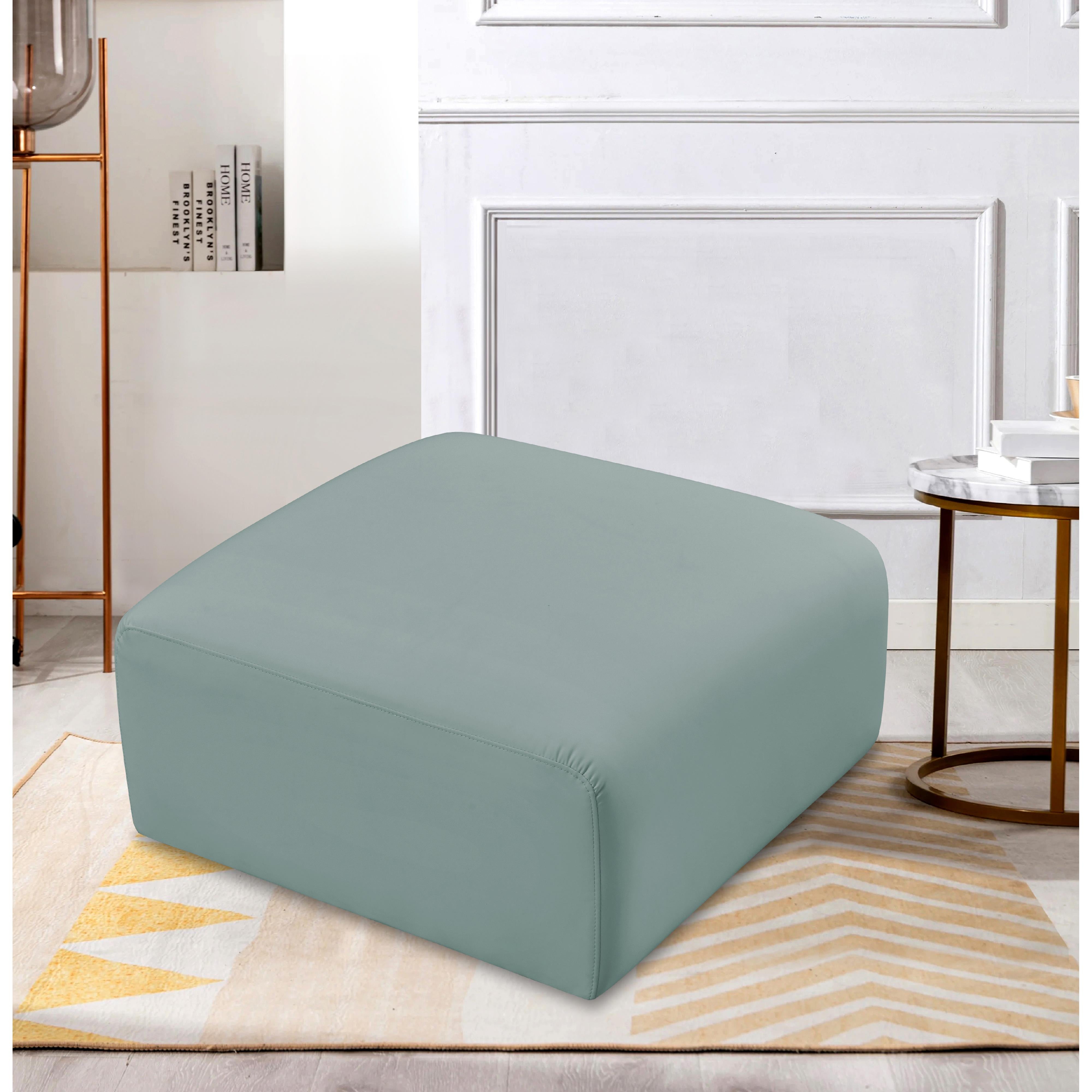 Meridian Arc Mint Green Vegan Leather Ottoman