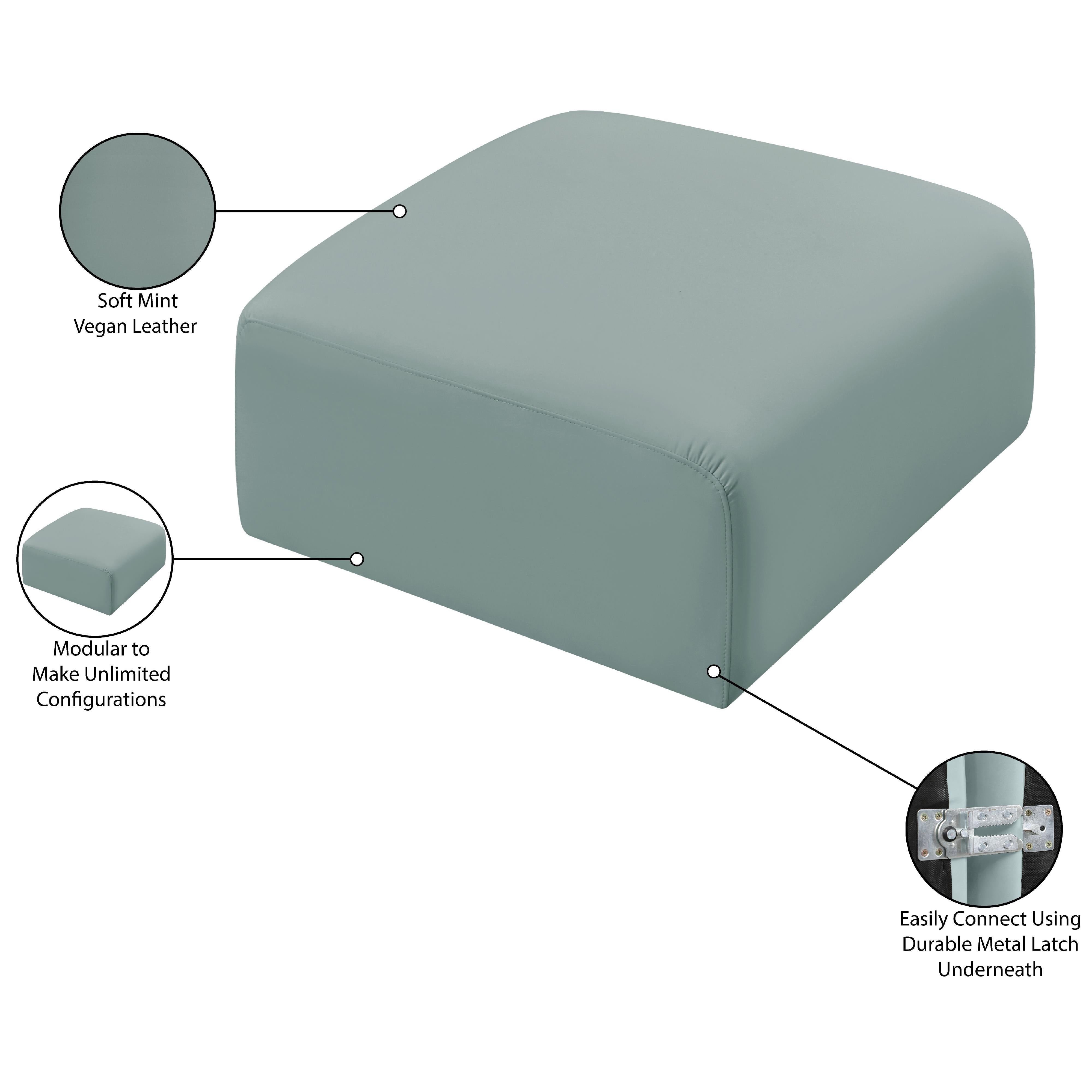 Meridian Arc Mint Green Vegan Leather Ottoman