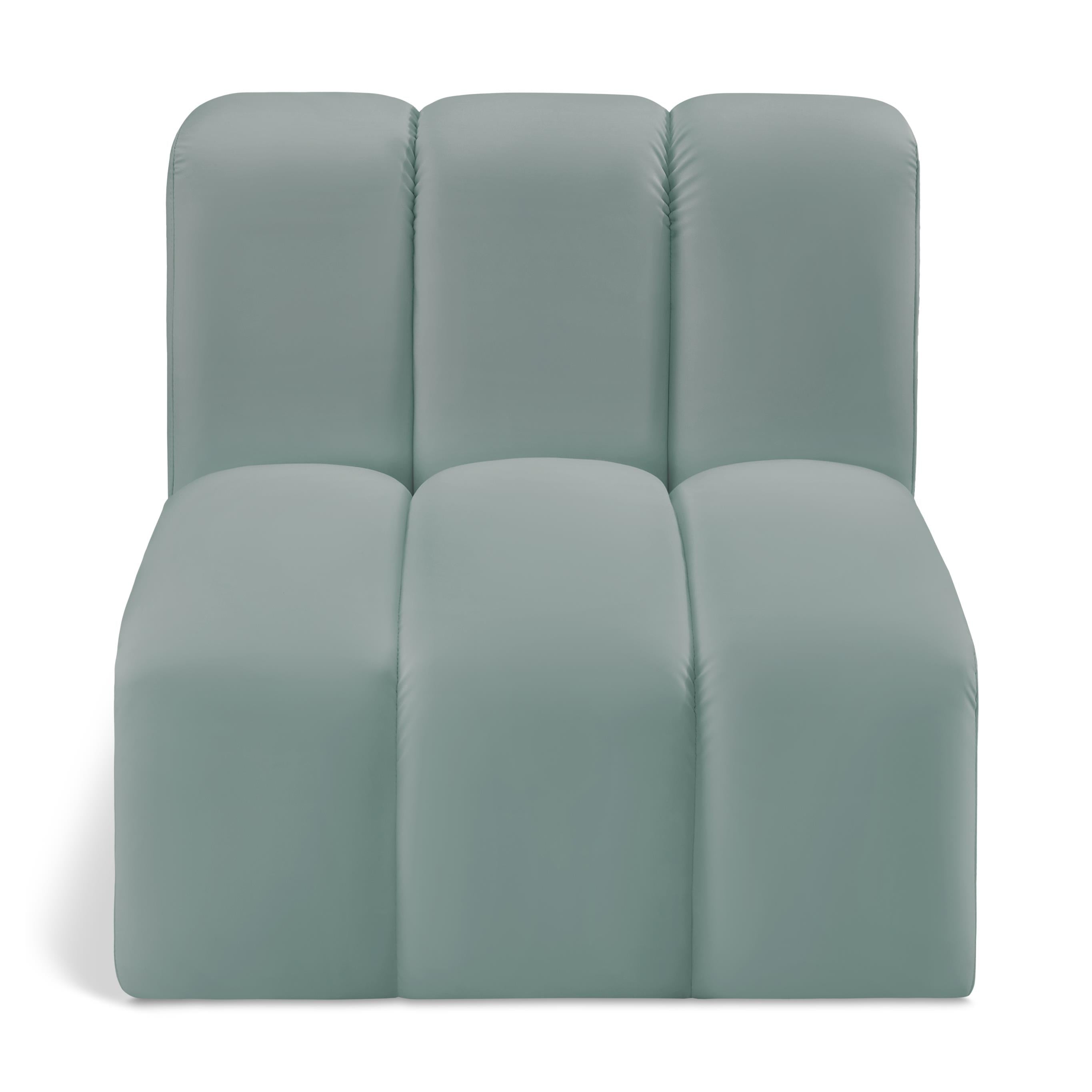 Meridian Arc Mint Green Vegan Leather Straight Chair