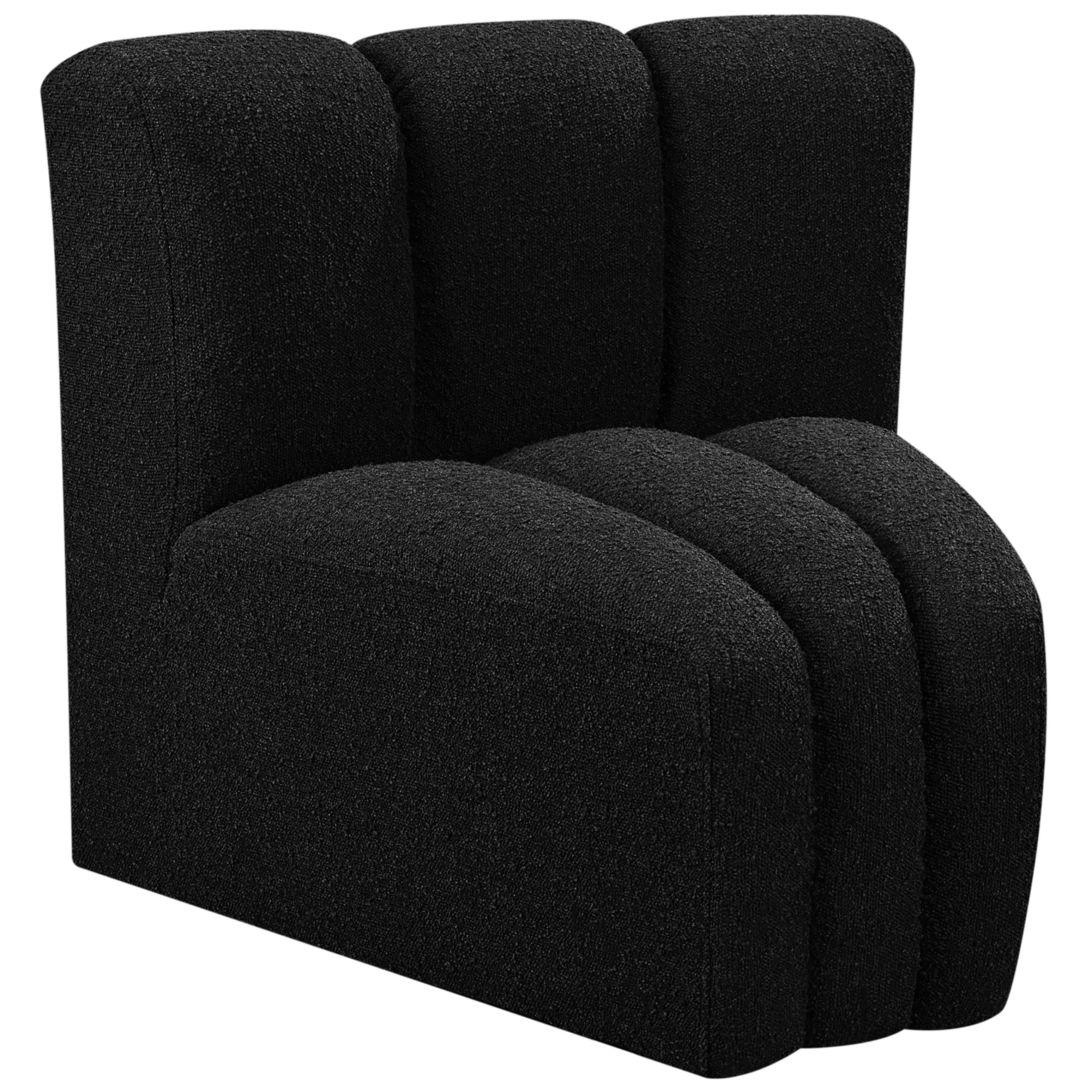 Meridian Arc Black Boucle Fabric Curved Corner