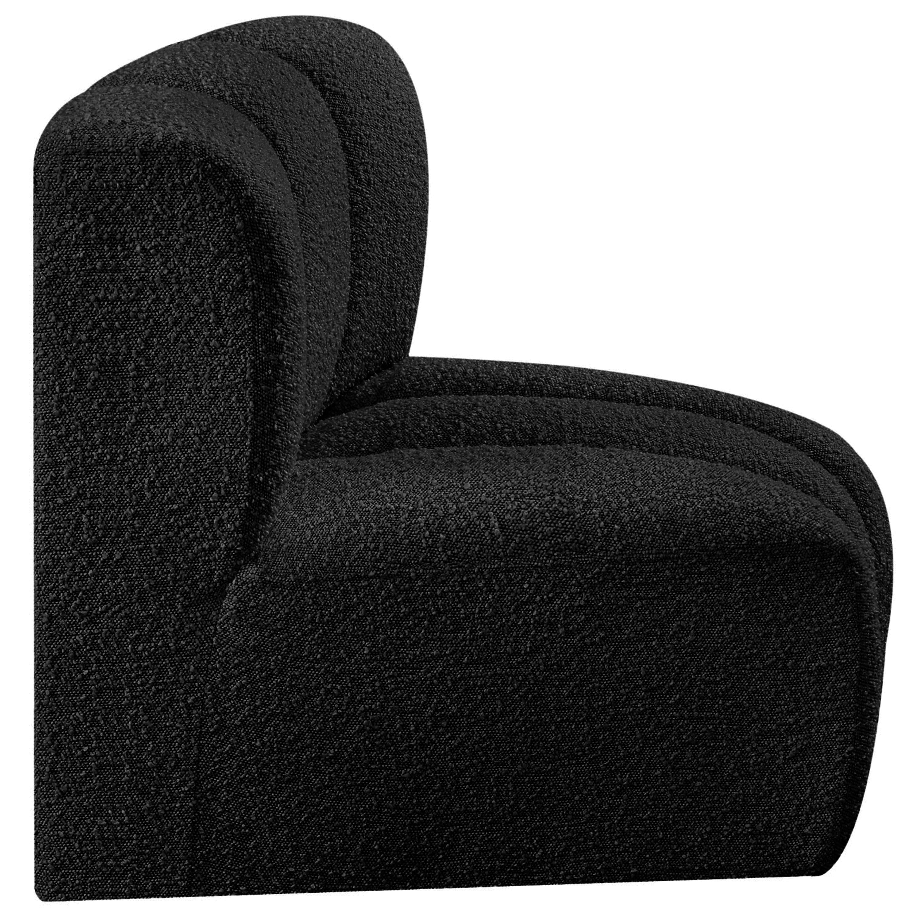 Meridian Arc Black Boucle Fabric Curved Corner