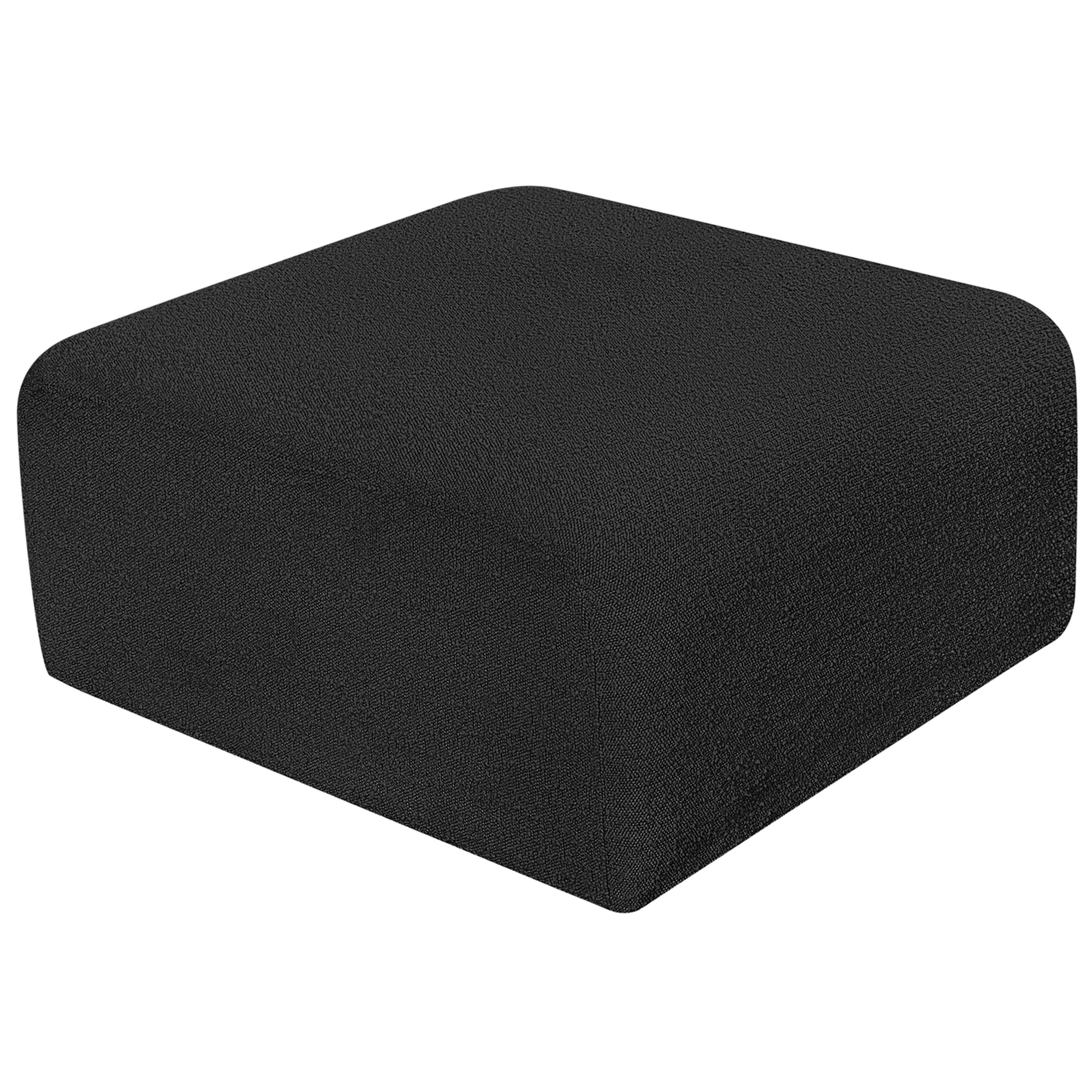 Meridian Arc Black Boucle Fabric Ottoman