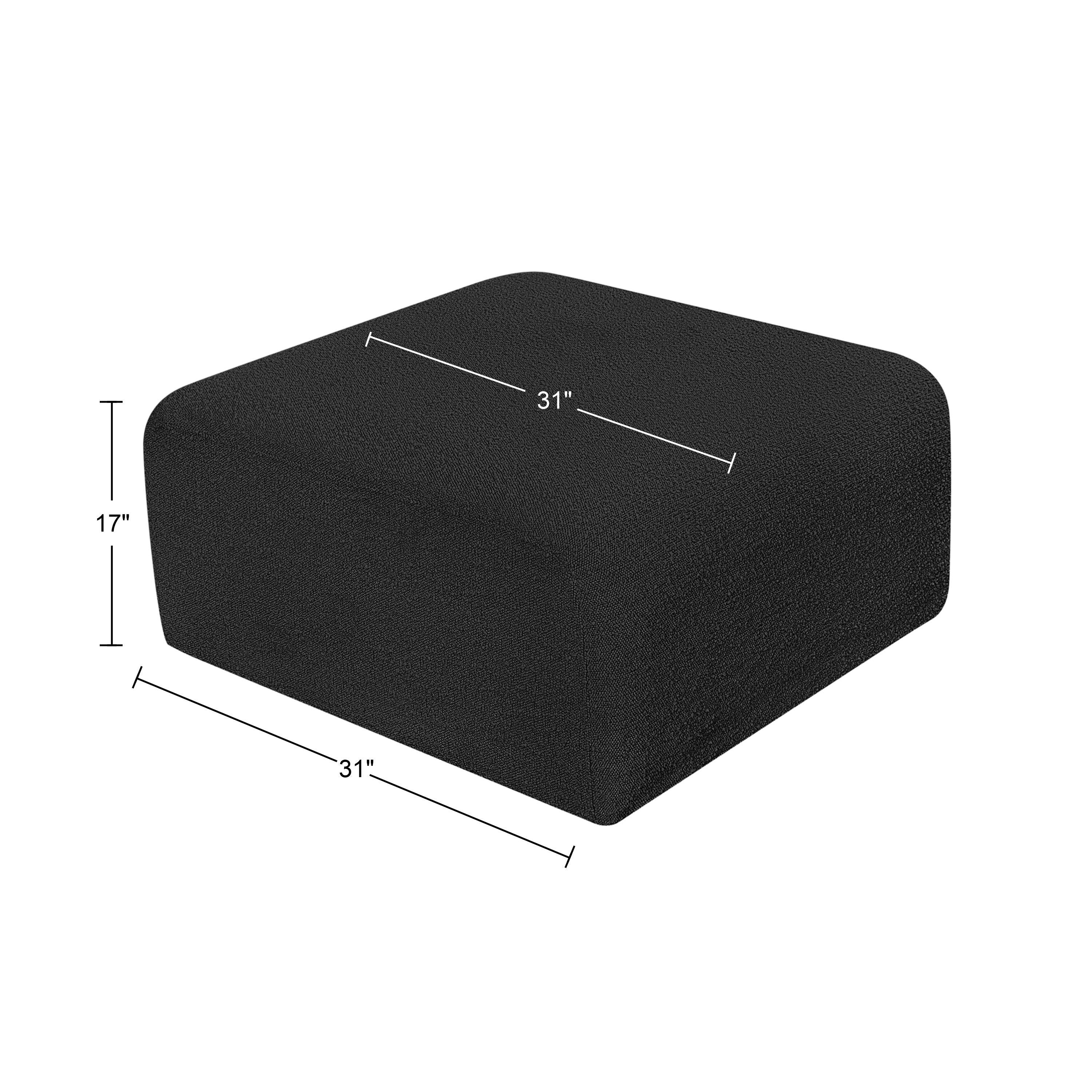 Meridian Arc Black Boucle Fabric Ottoman