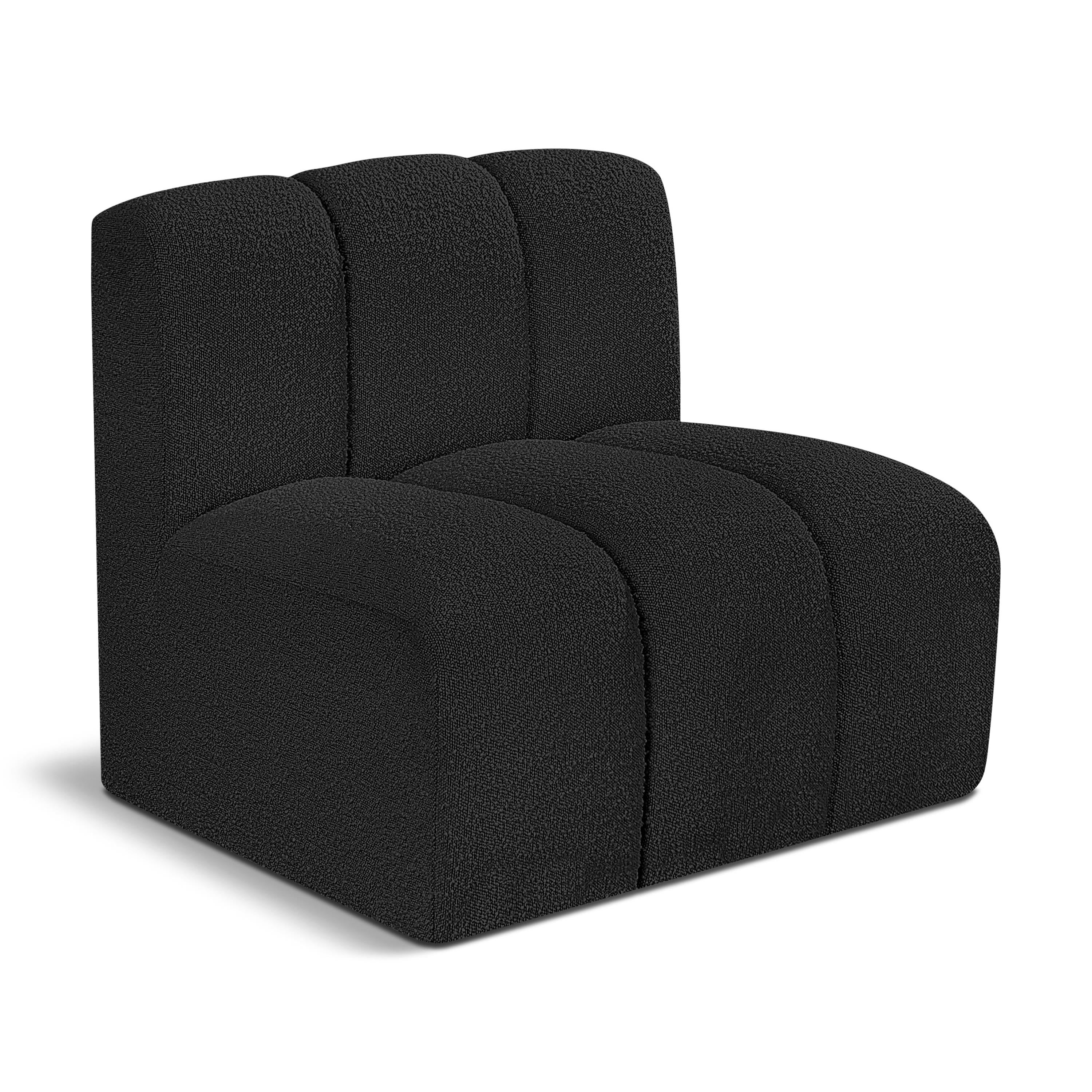 Meridian Arc Black Boucle Fabric Straight Chair