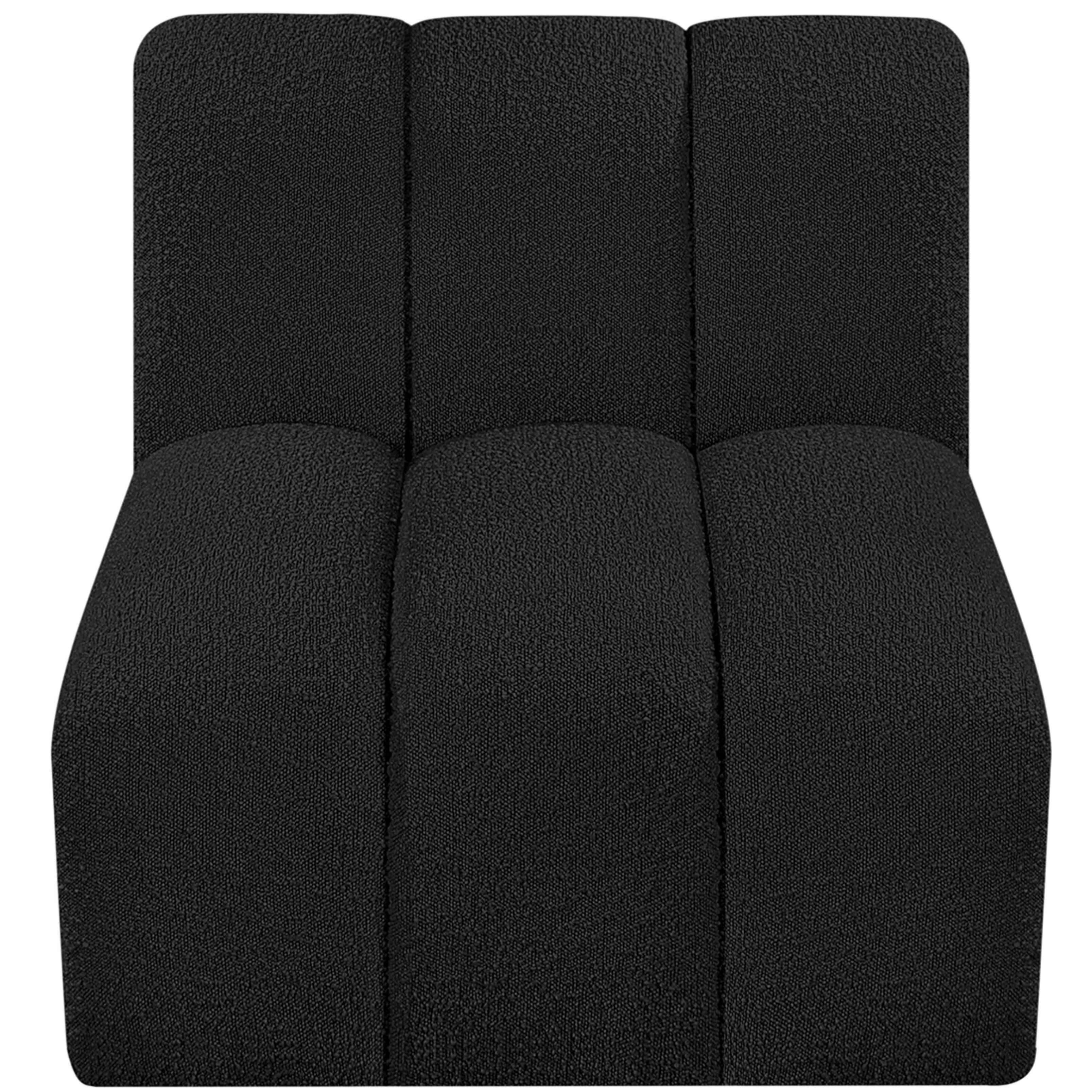 Meridian Arc Black Boucle Fabric Straight Chair