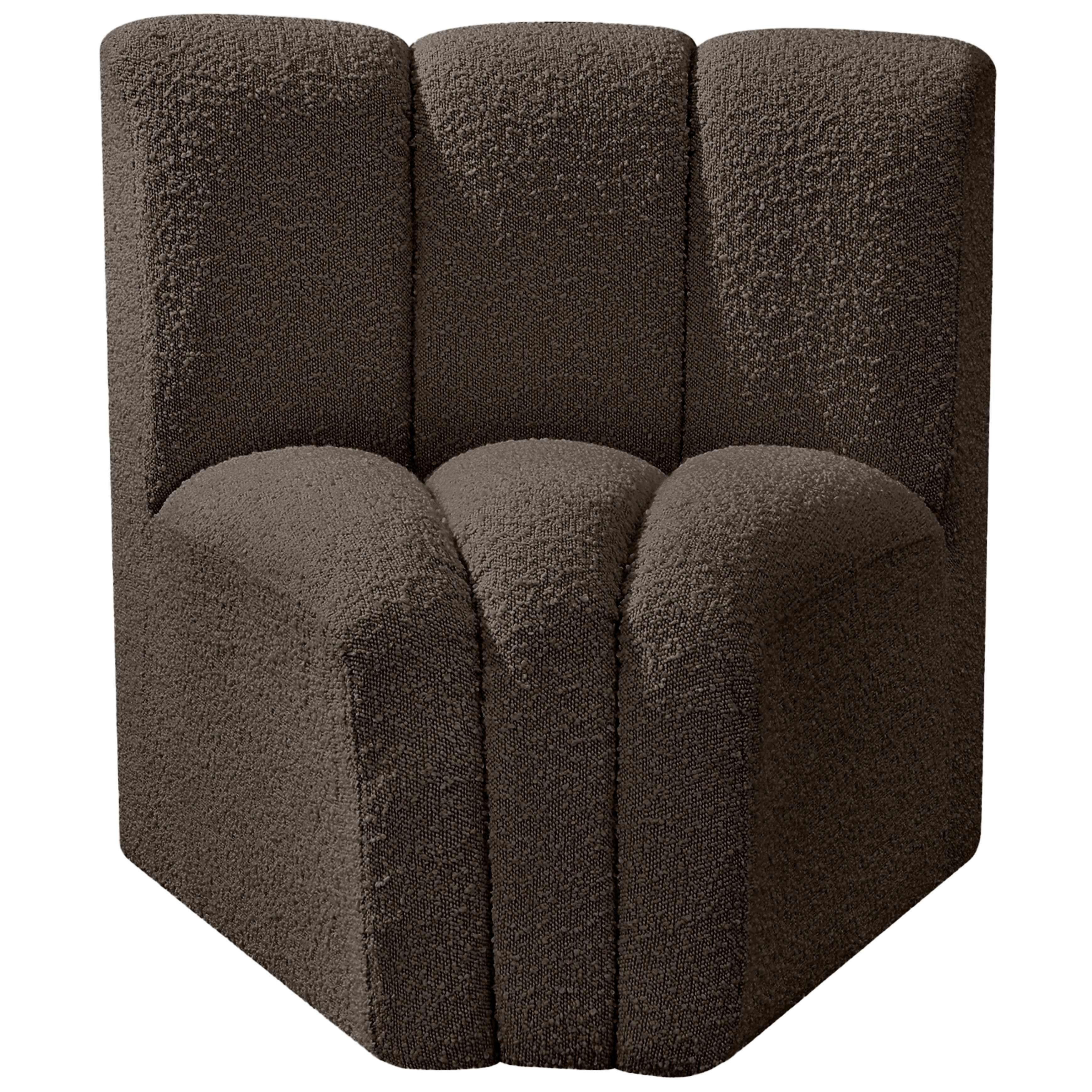 Meridian Arc Brown Boucle Fabric Curved Corner