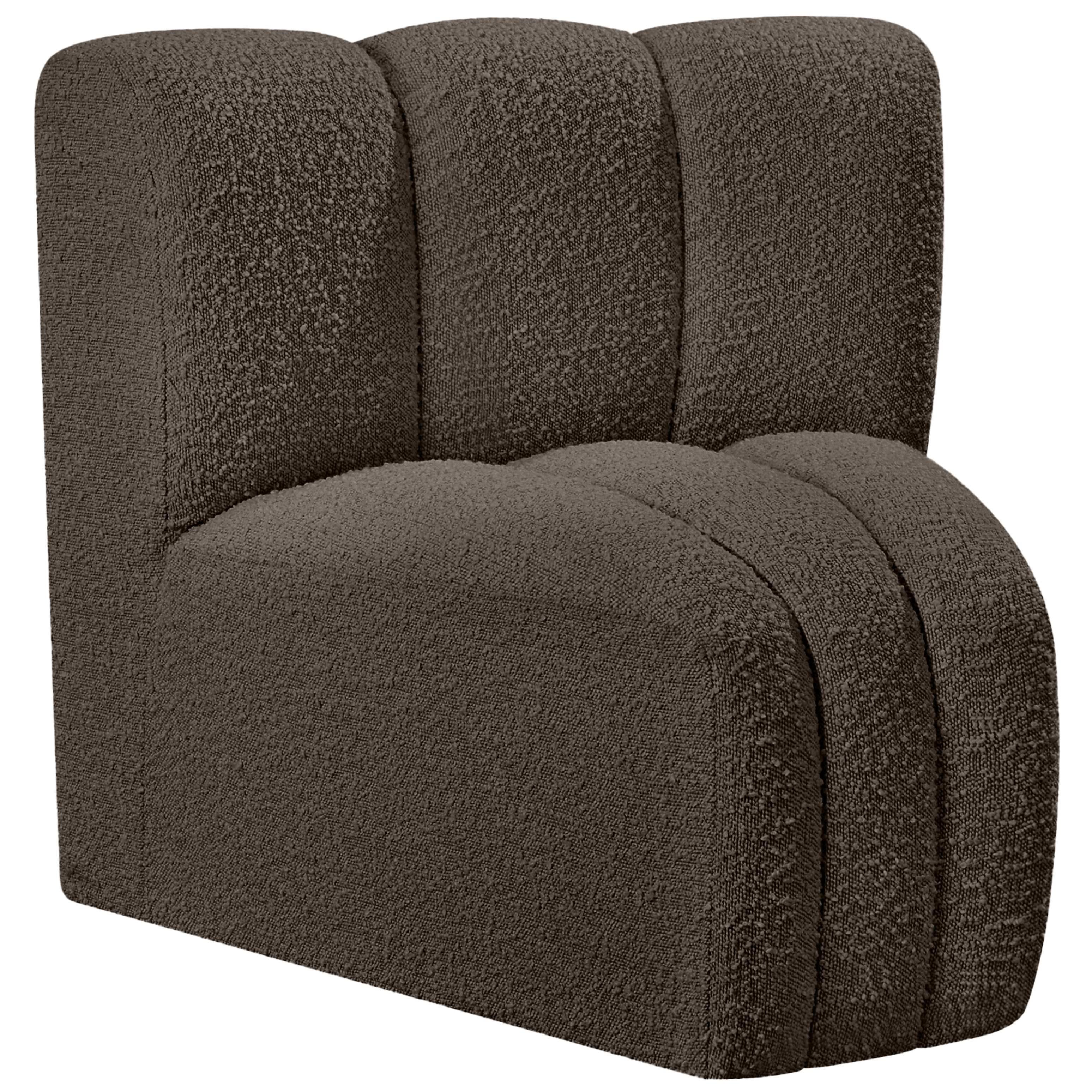 Meridian Arc Brown Boucle Fabric Curved Corner