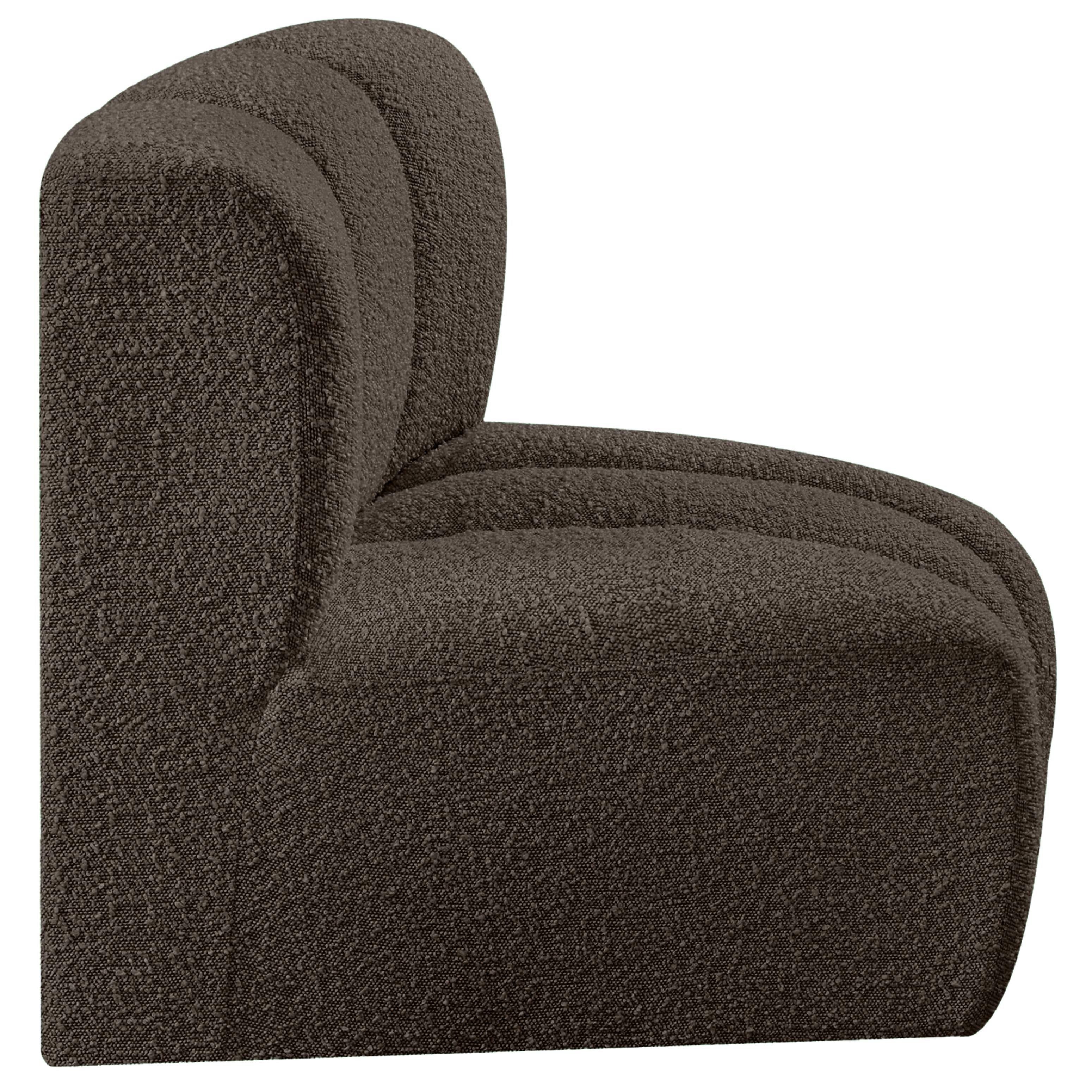 Meridian Arc Brown Boucle Fabric Curved Corner