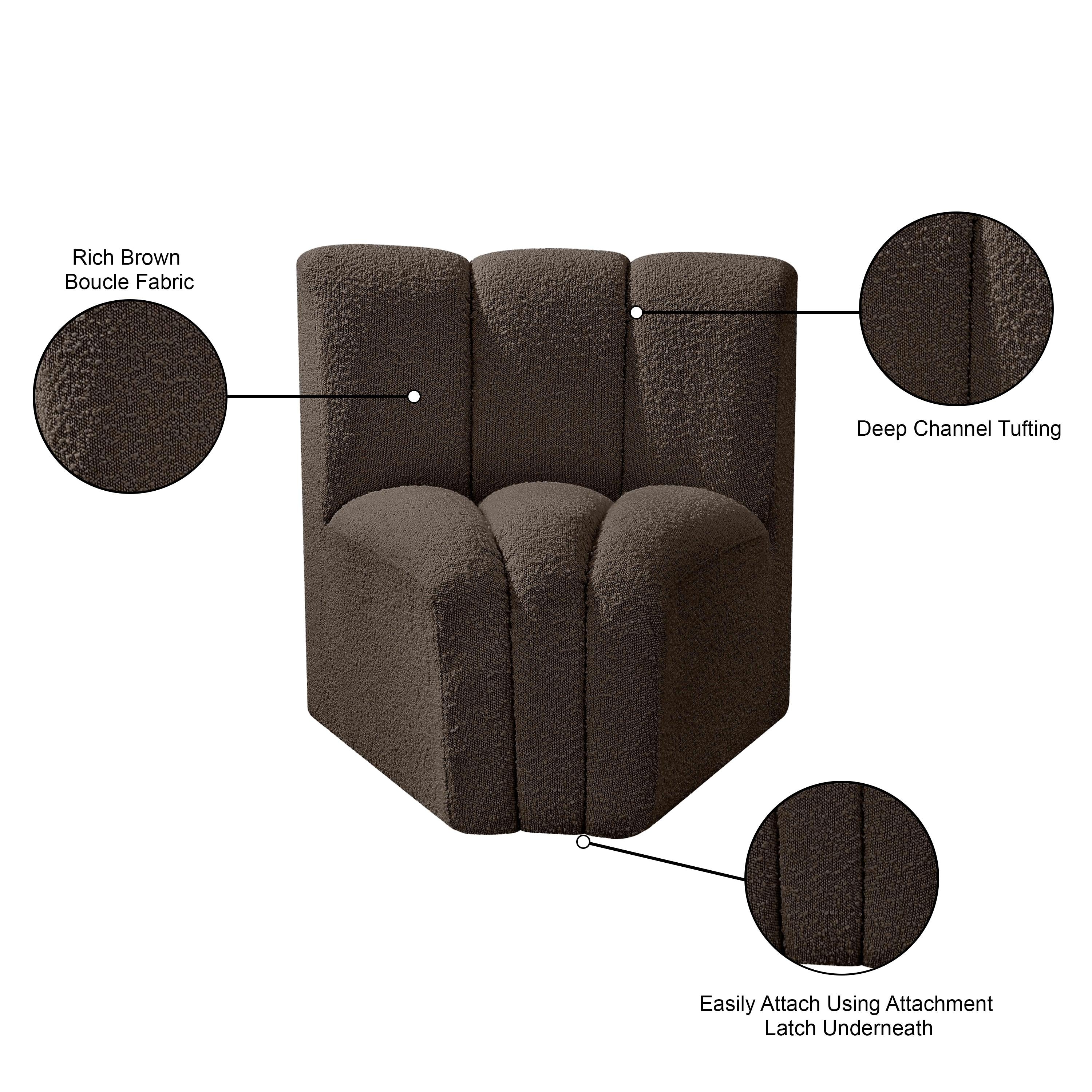 Meridian Arc Brown Boucle Fabric Curved Corner