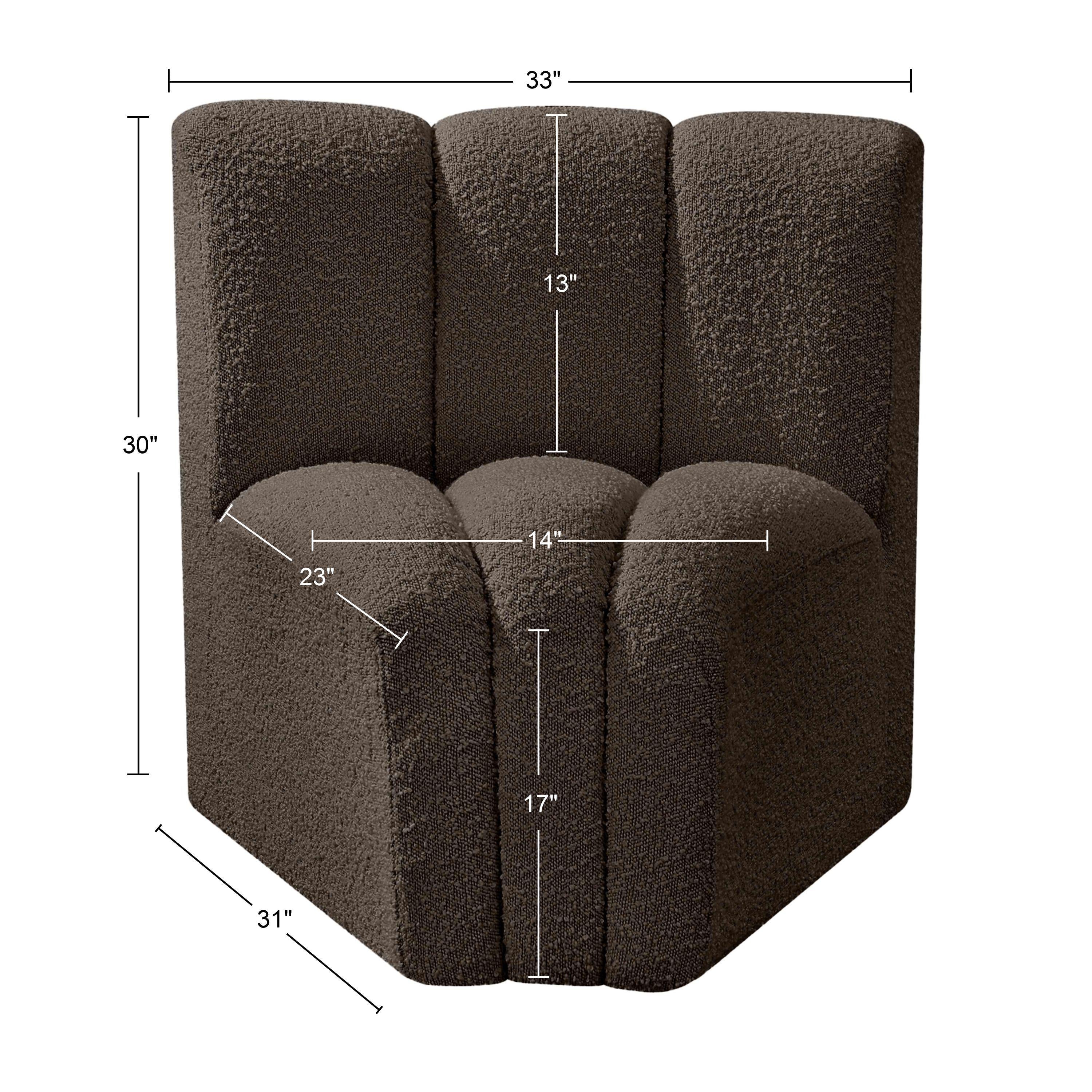 Meridian Arc Brown Boucle Fabric Curved Corner