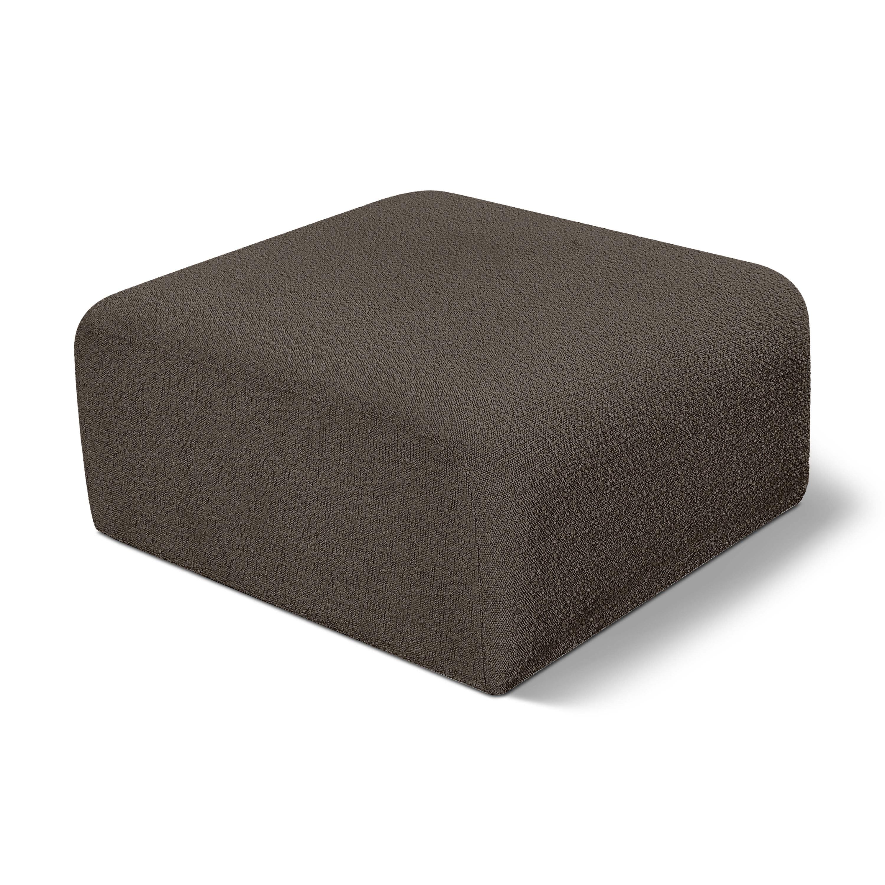 Meridian Arc Brown Boucle Fabric Ottoman