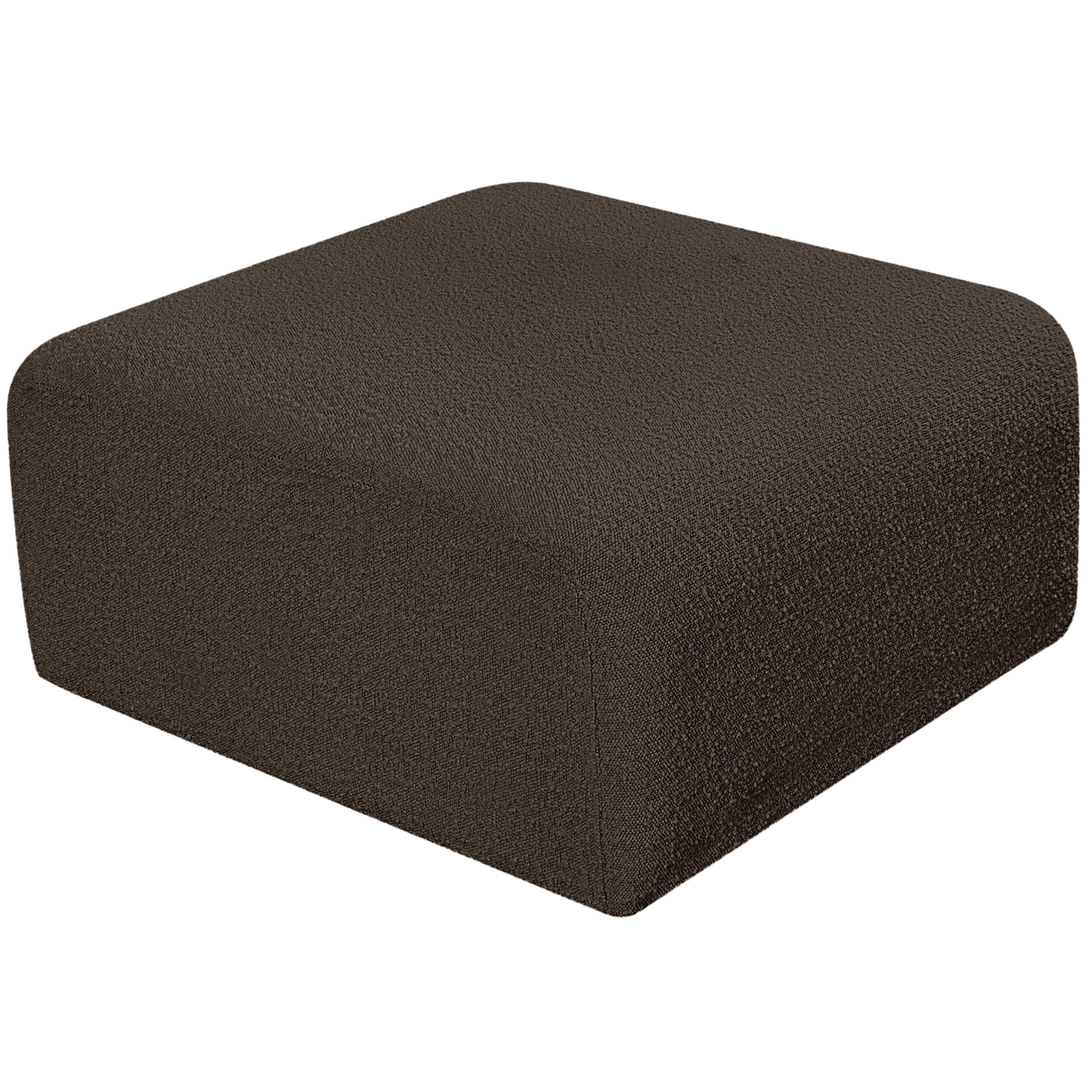 Meridian Arc Brown Boucle Fabric Ottoman