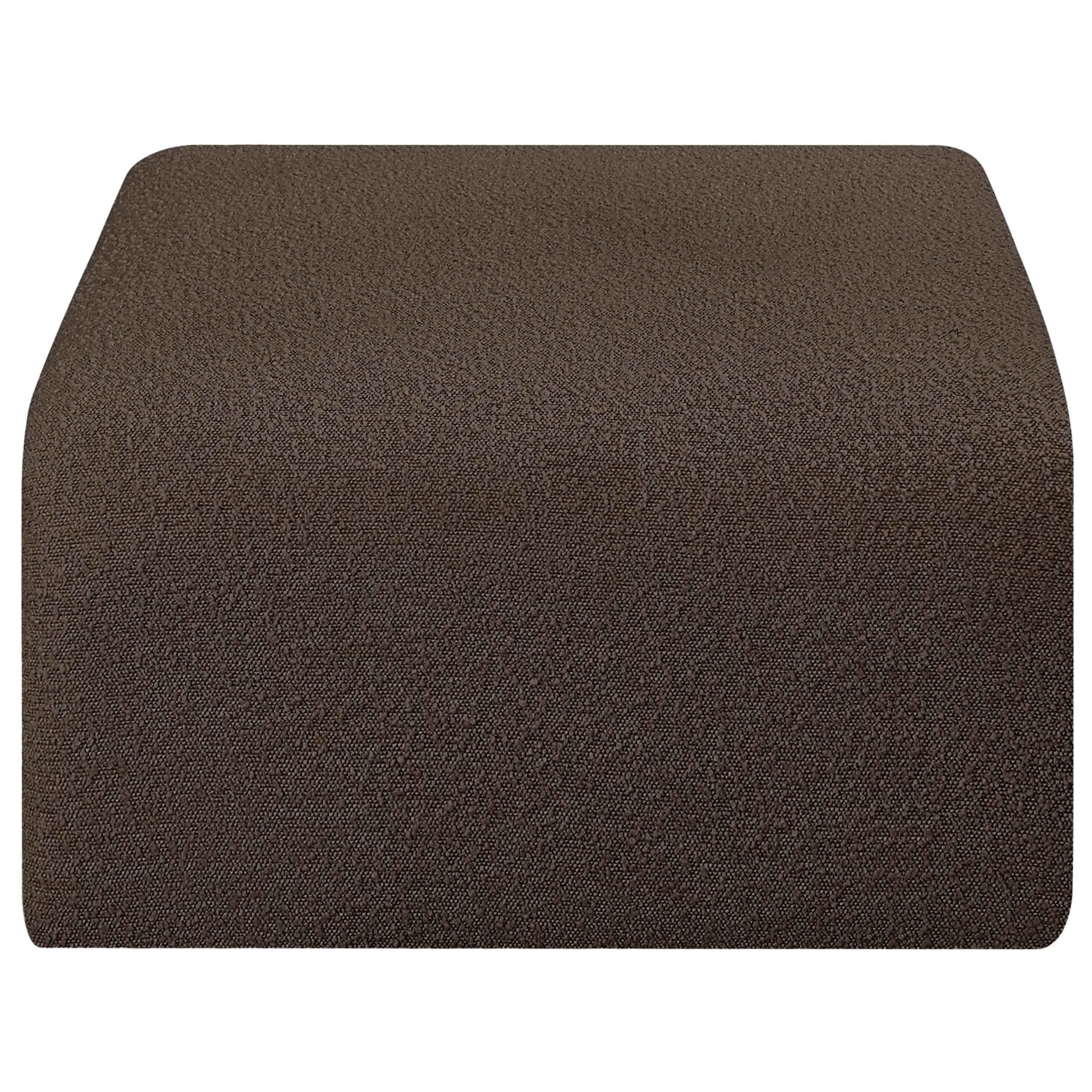 Meridian Arc Brown Boucle Fabric Ottoman