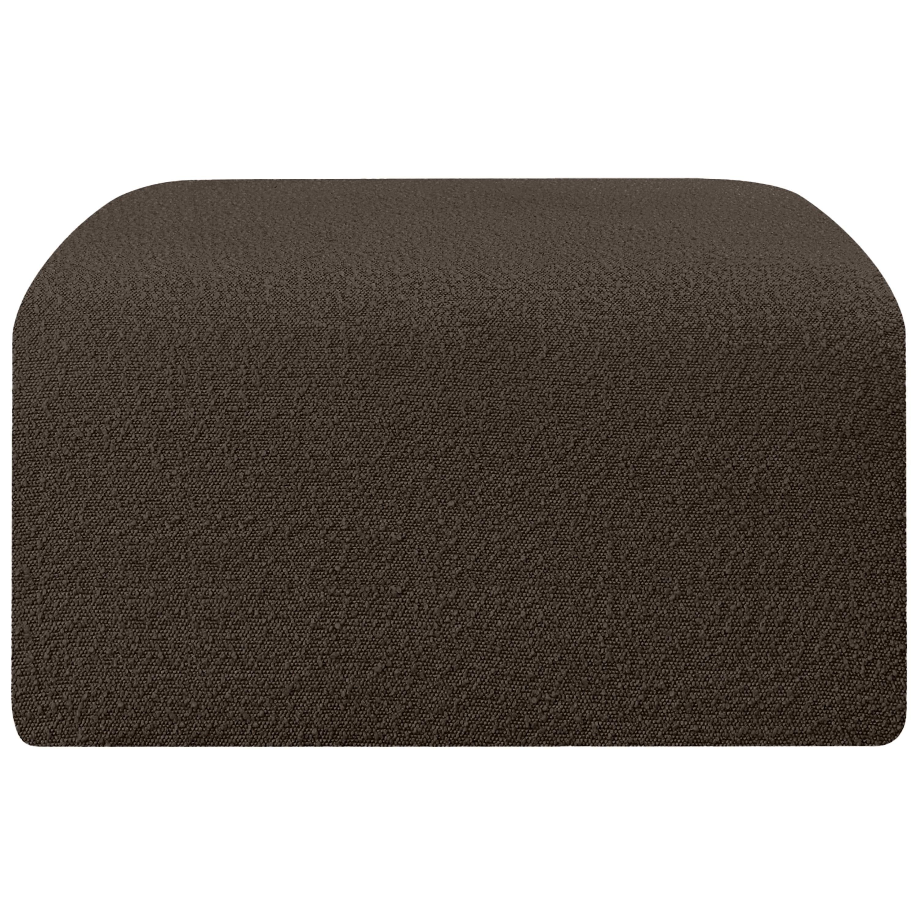 Meridian Arc Brown Boucle Fabric Ottoman