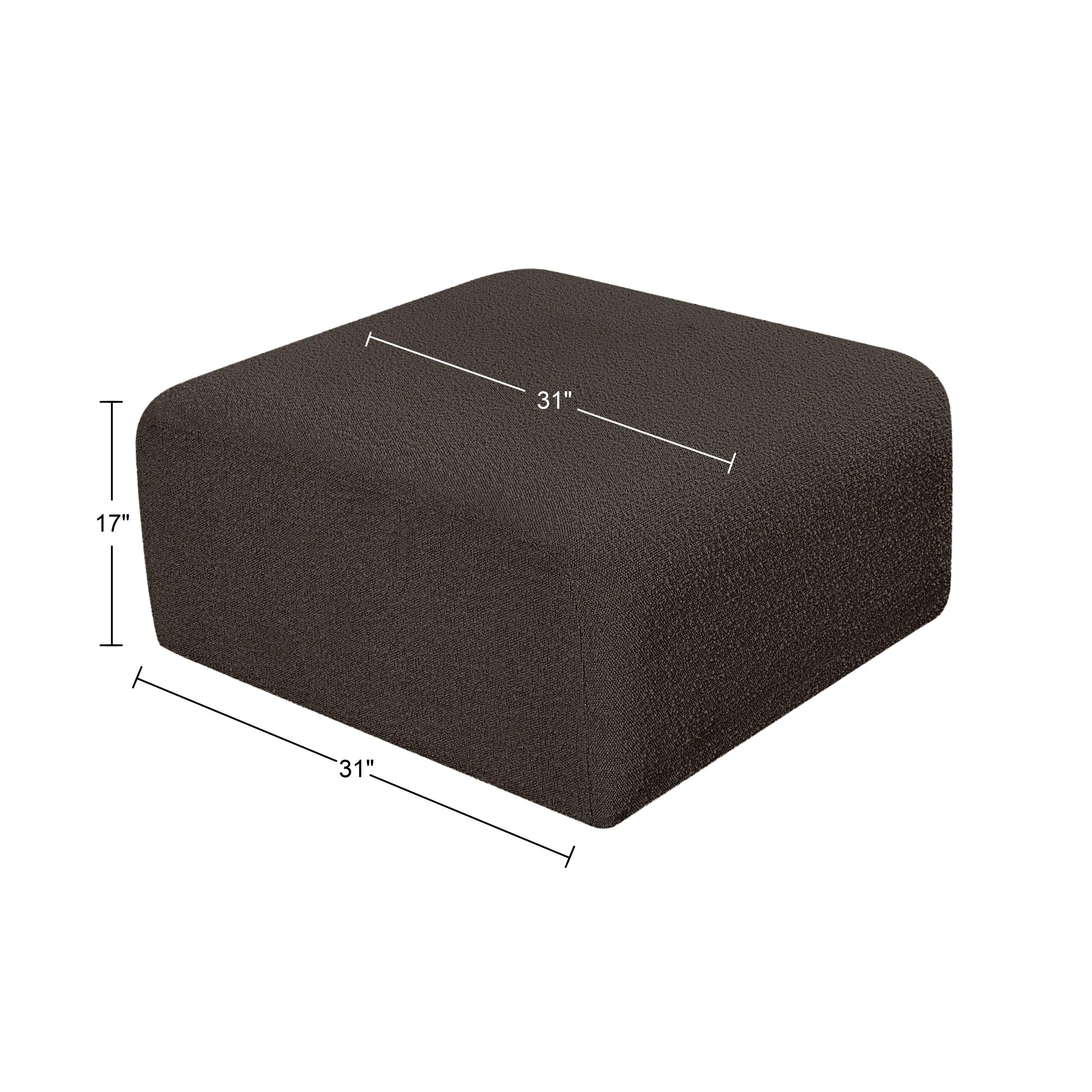 Meridian Arc Brown Boucle Fabric Ottoman