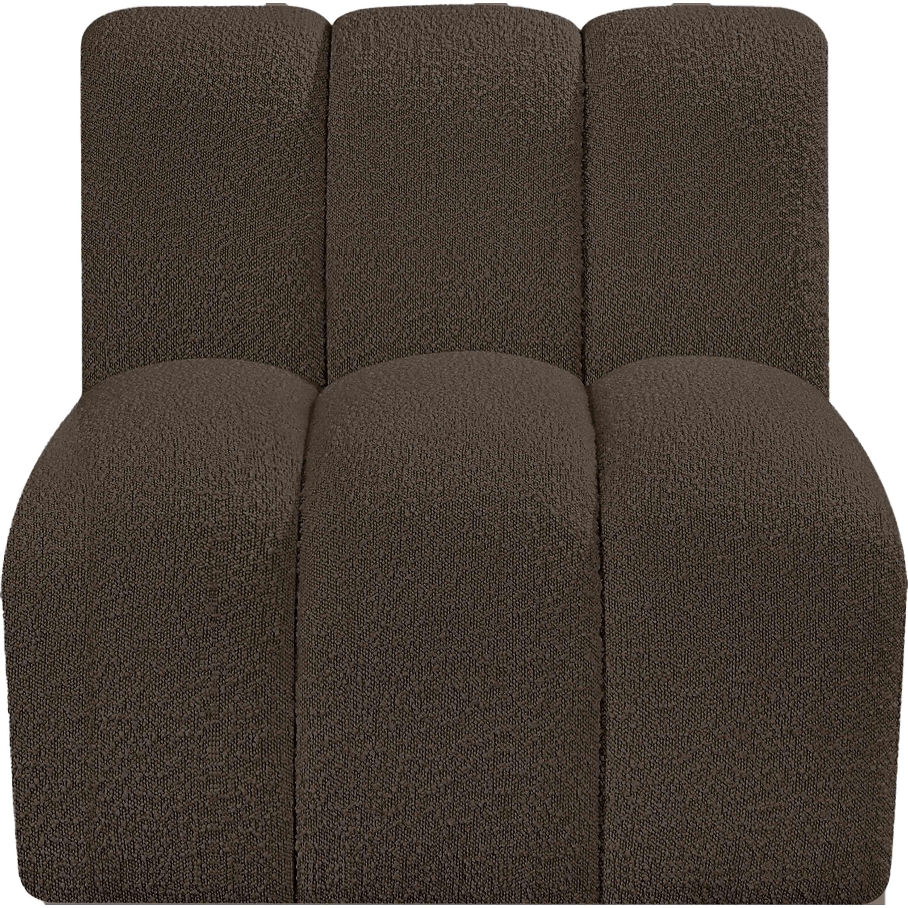 Meridian Arc Brown Boucle Fabric Straight Chair