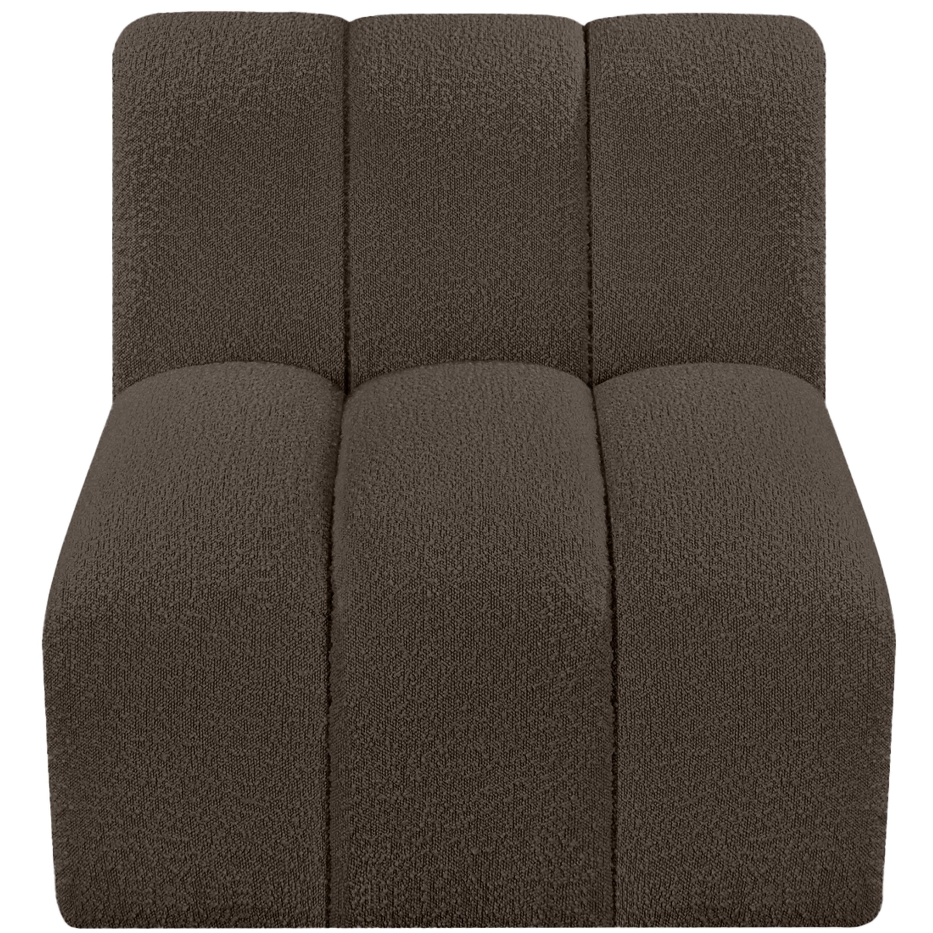 Meridian Arc Brown Boucle Fabric Straight Chair