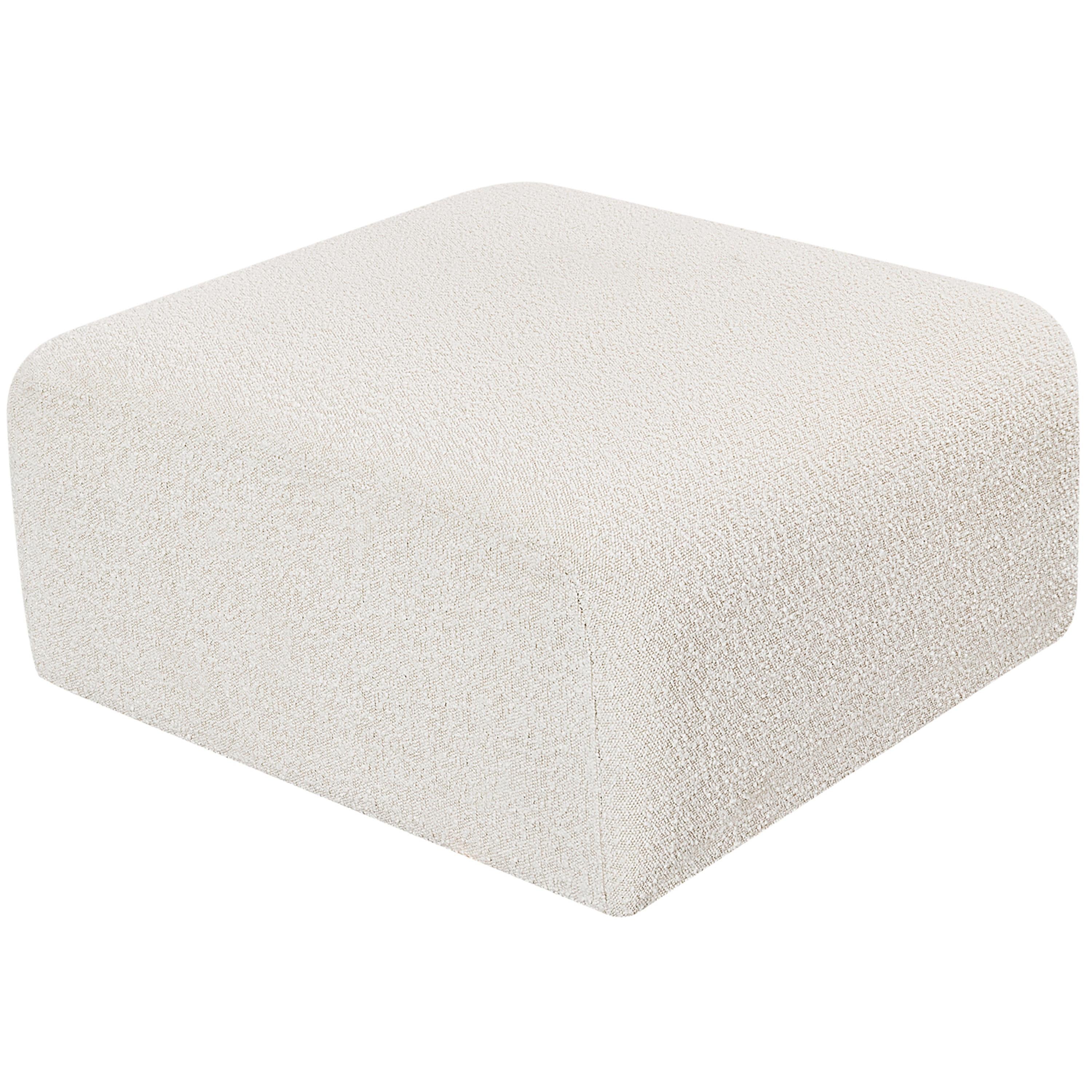 Meridian Arc Cream Boucle Fabric Ottoman