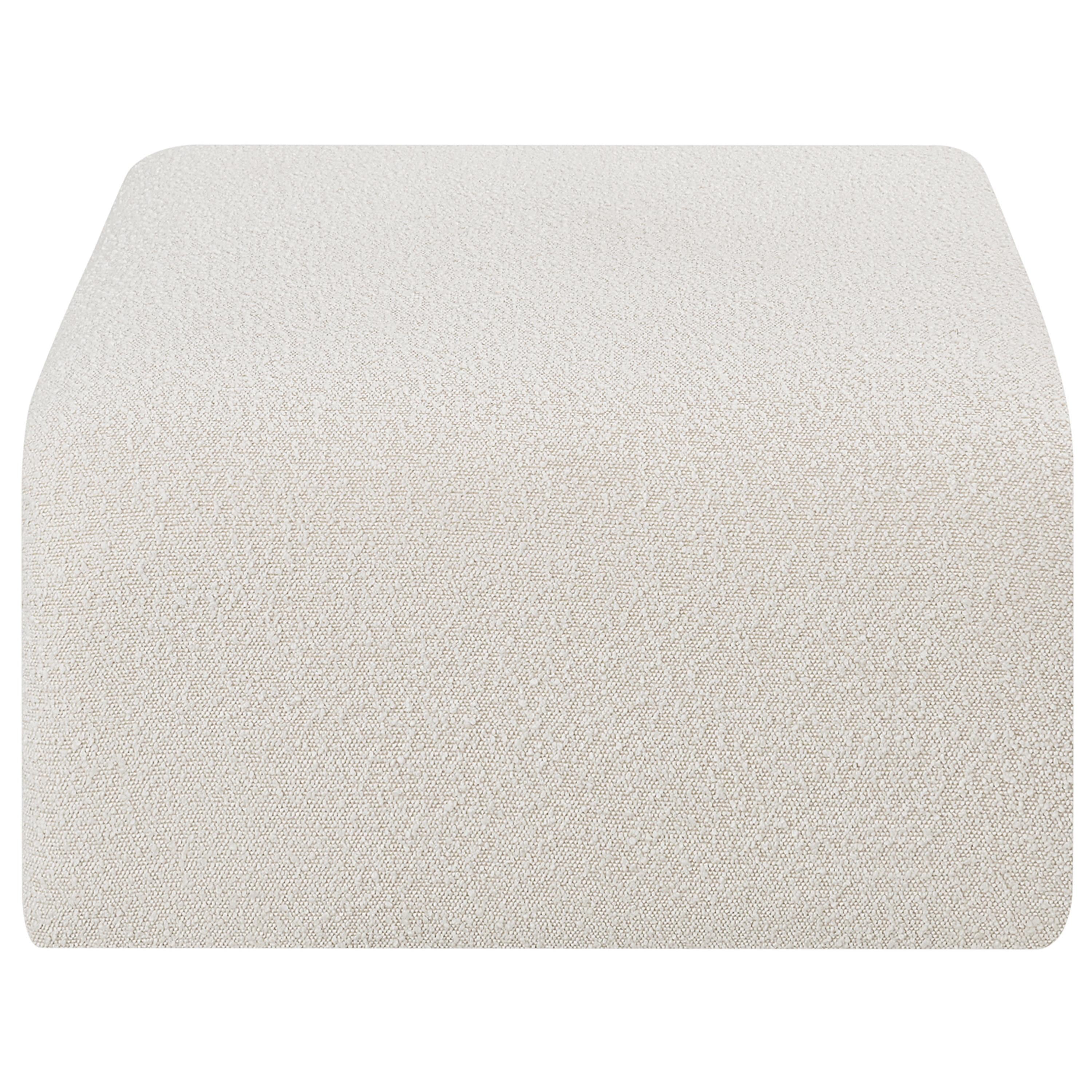 Meridian Arc Cream Boucle Fabric Ottoman