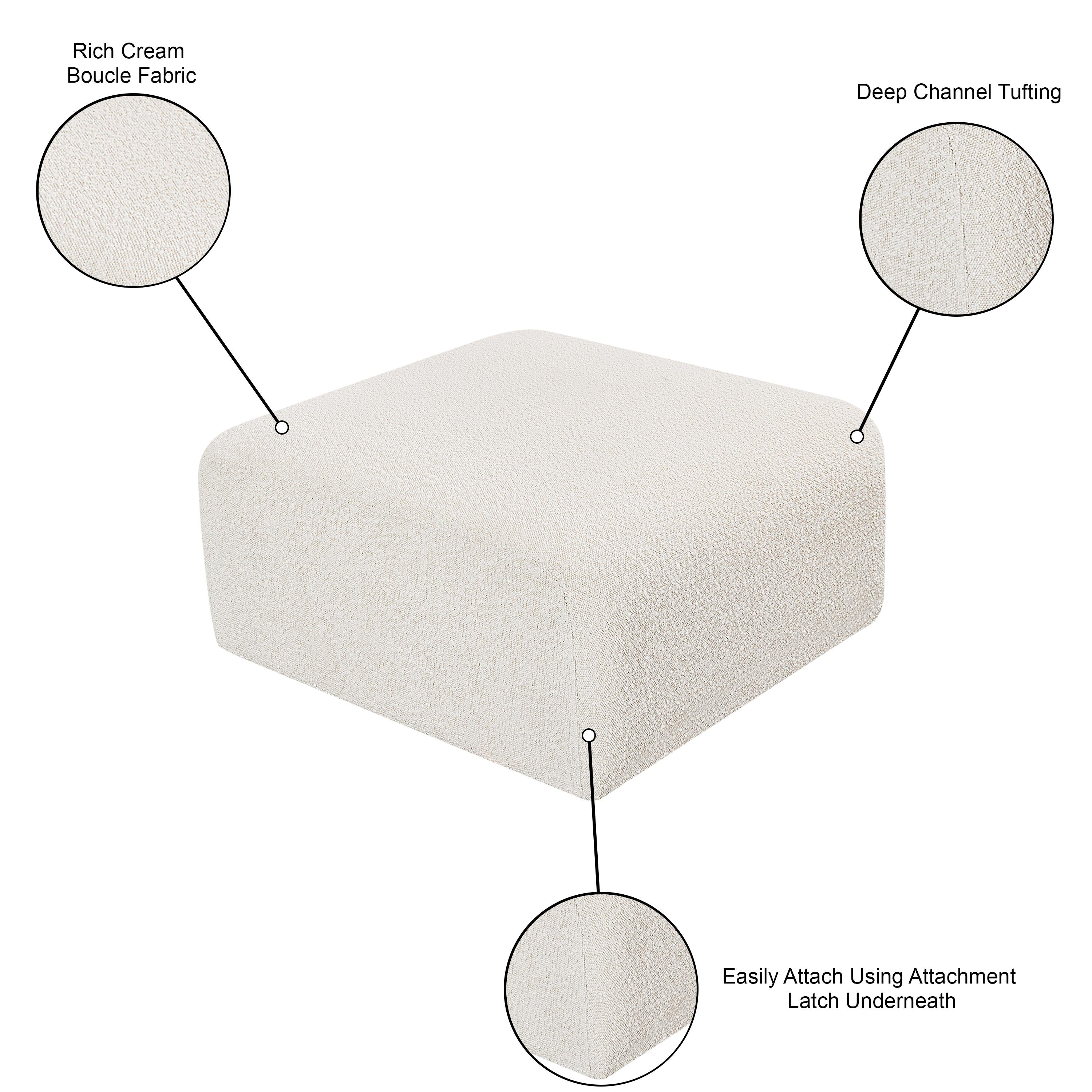 Meridian Arc Cream Boucle Fabric Ottoman