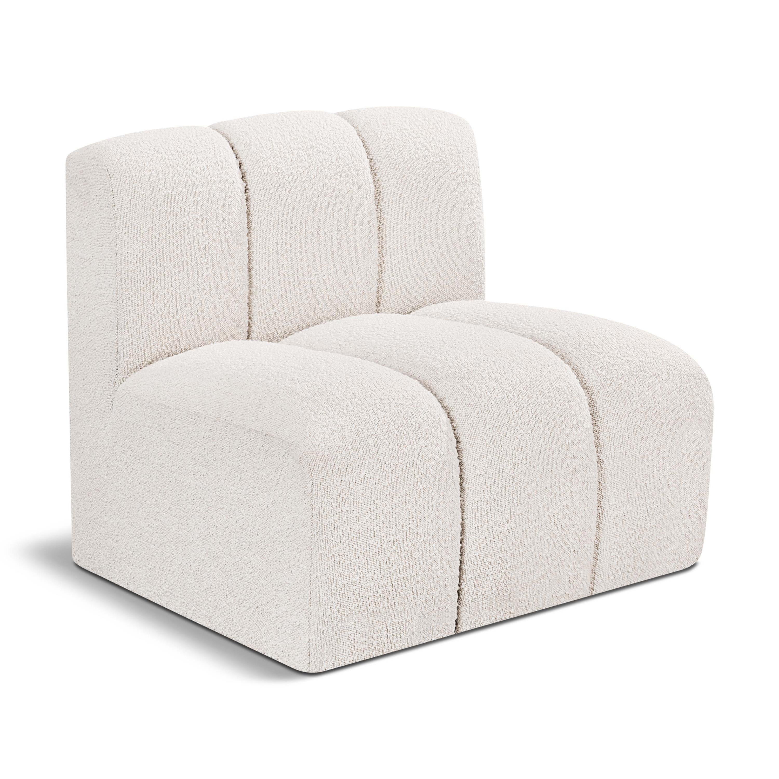 Meridian Arc Cream Boucle Fabric Straight Chair