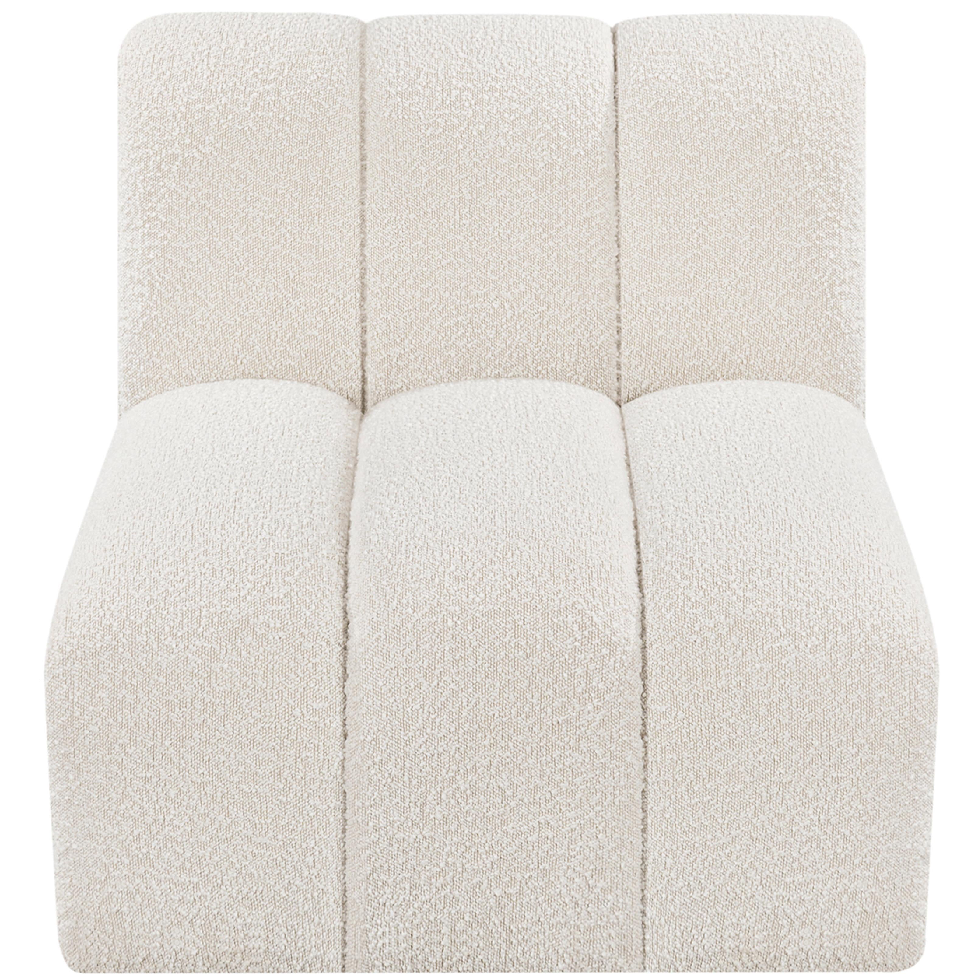 Meridian Arc Cream Boucle Fabric Straight Chair