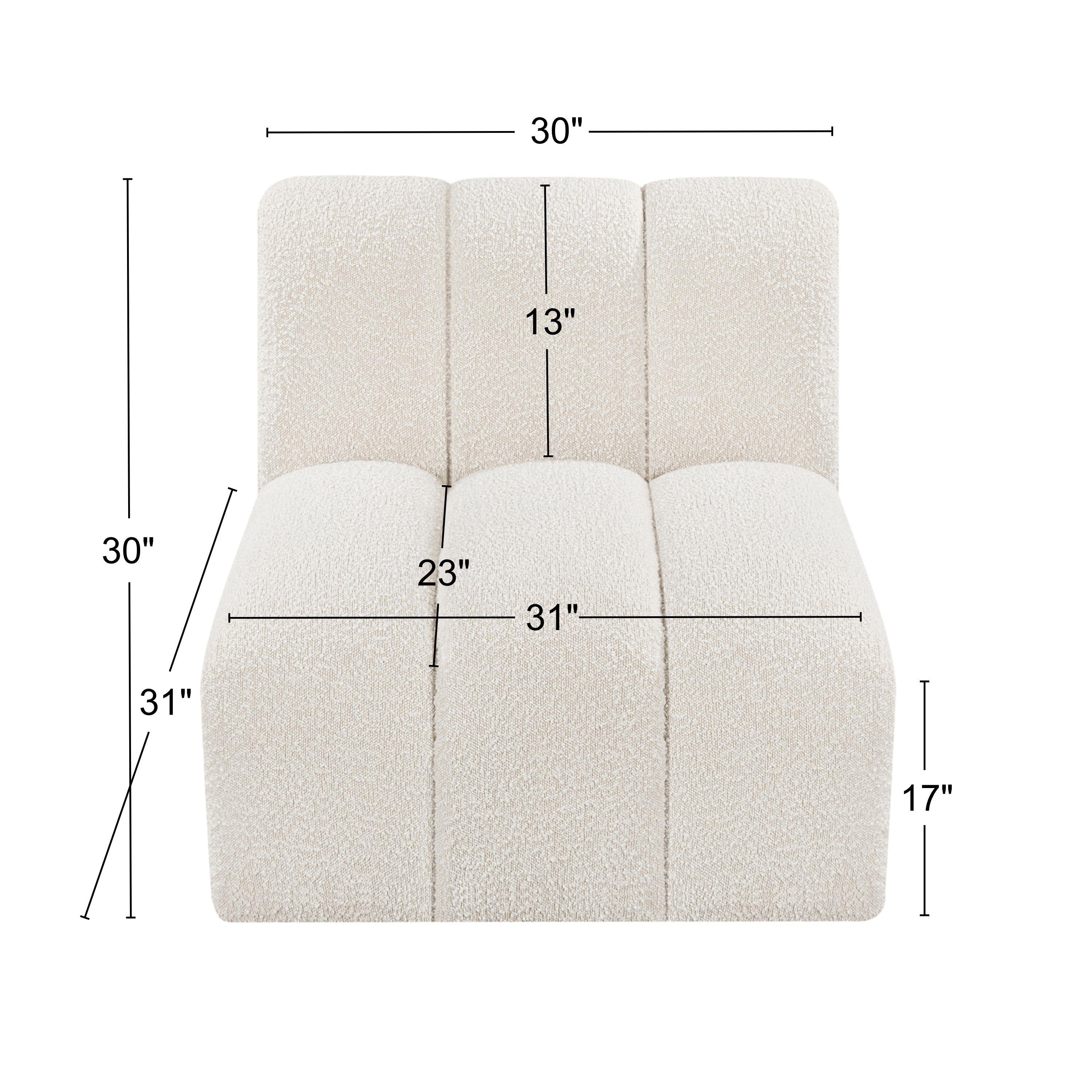 Meridian Arc Cream Boucle Fabric Straight Chair