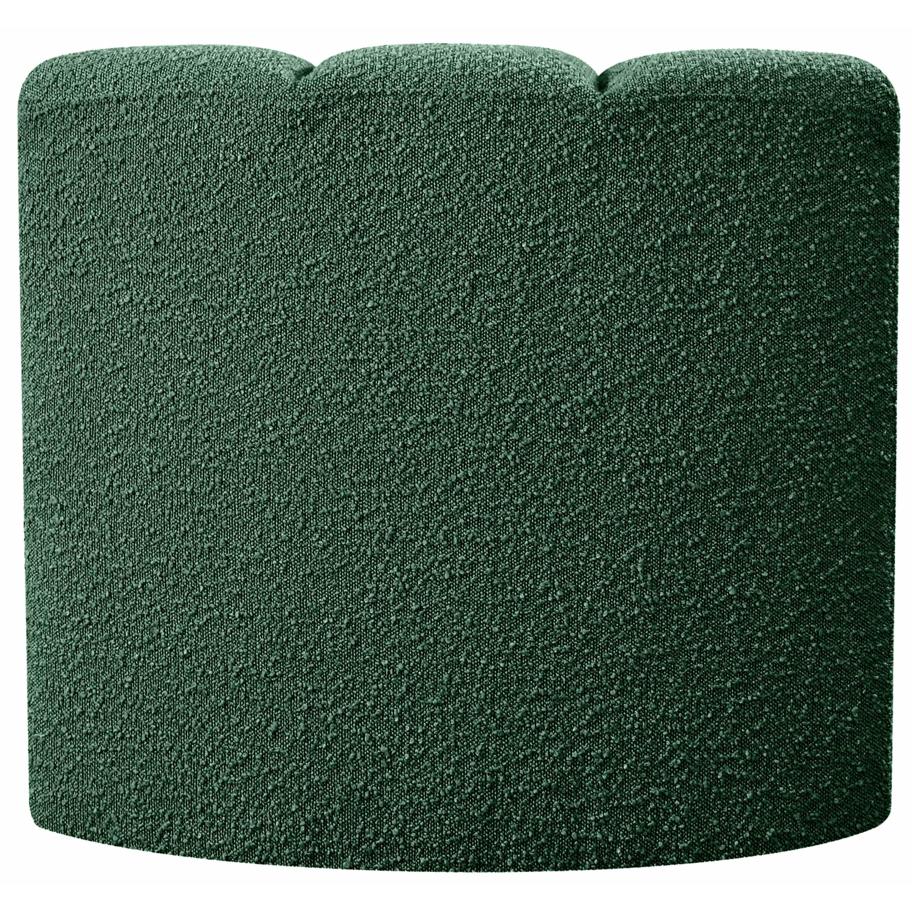 Meridian Arc Green Boucle Fabric Curved Corner